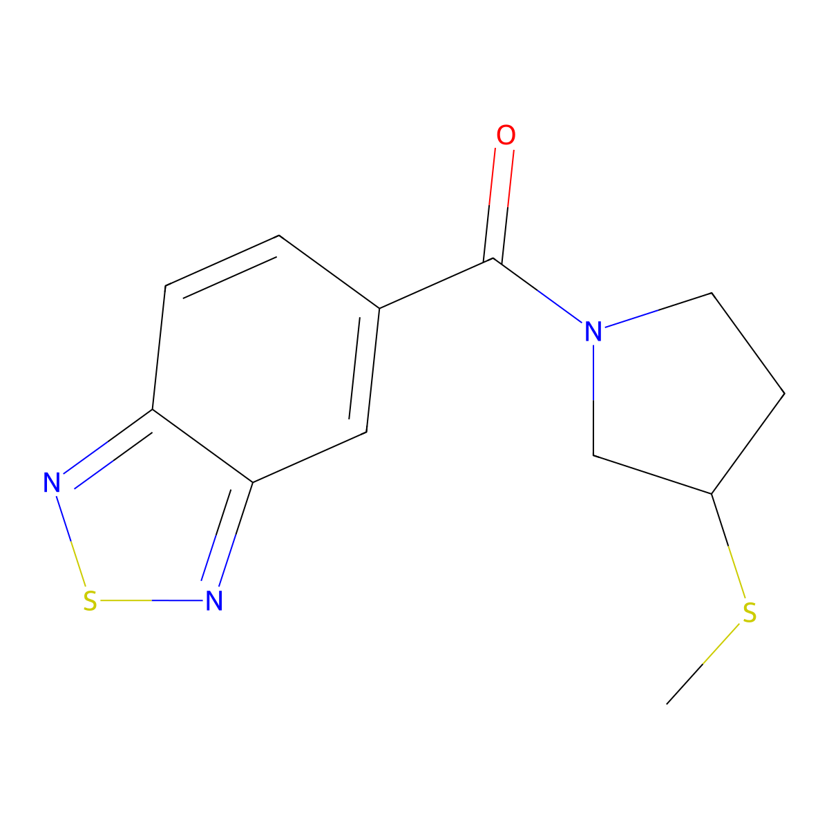 Benzo[c][1,2,5]thiadiazol-5-yl(3-(methylthio)pyrrolidin-1-yl)methanone molecular structure, CAS 1797247-74-5