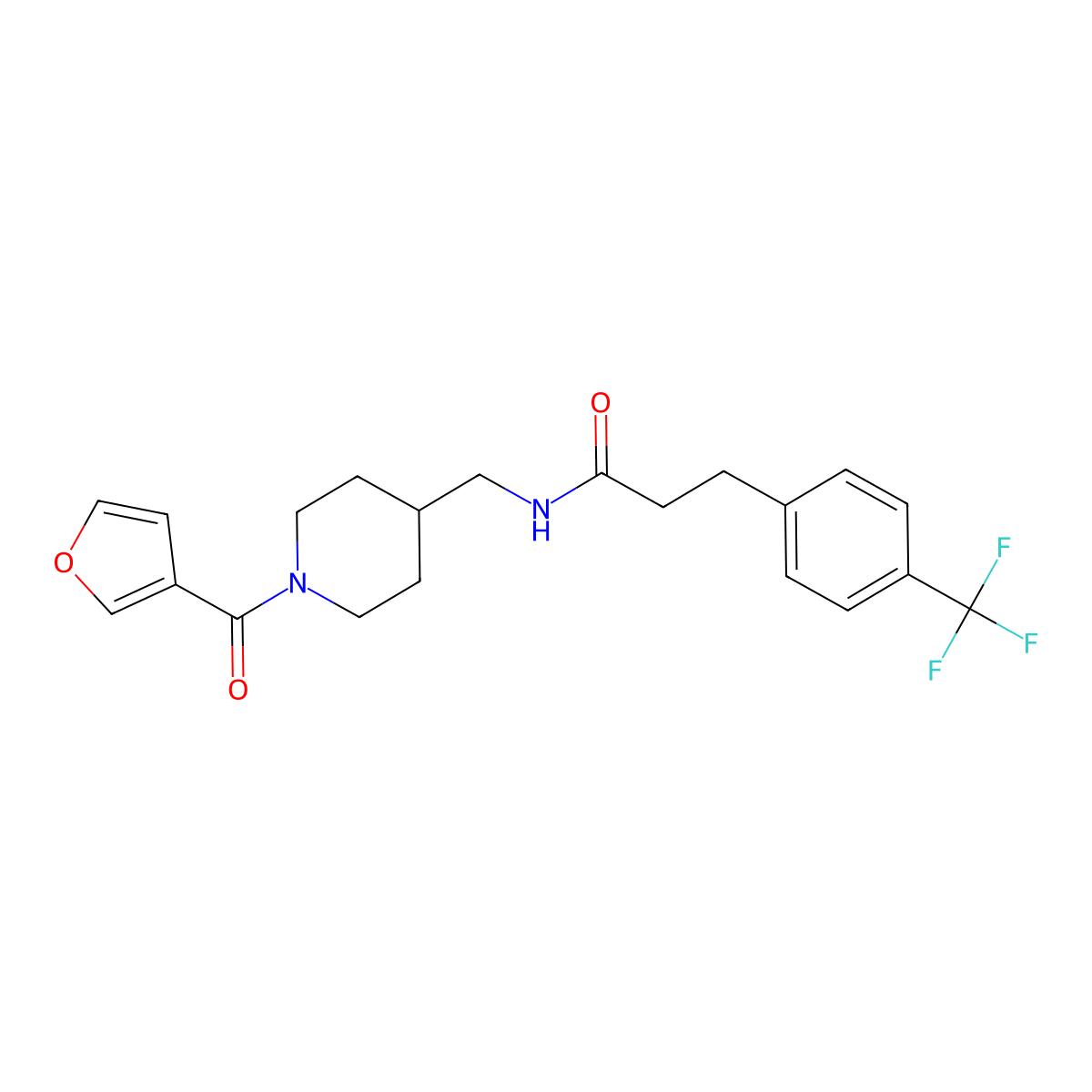 N-{[1-(furan-3-carbonyl)piperidin-4-yl]methyl}-3-[4-(trifluoromethyl)phenyl]propanamide molecular structure, CAS 1797247-83-6