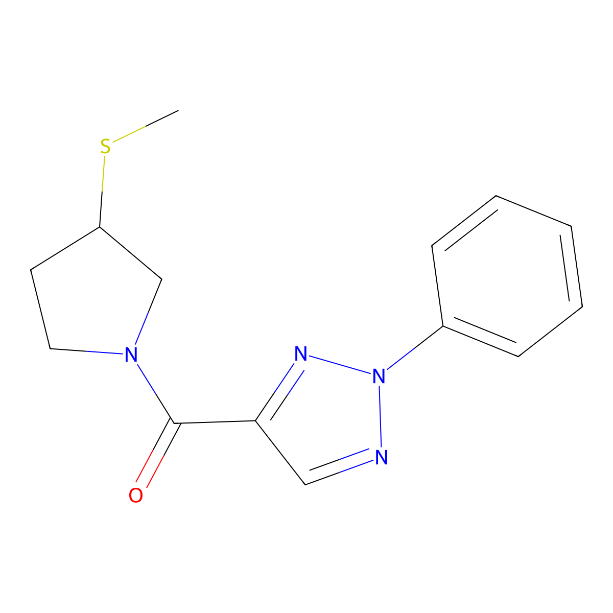 (3-(methylthio)pyrrolidin-1-yl)(2-phenyl-2H-1,2,3-triazol-4-yl)methanone molecular structure, CAS 1797247-84-7