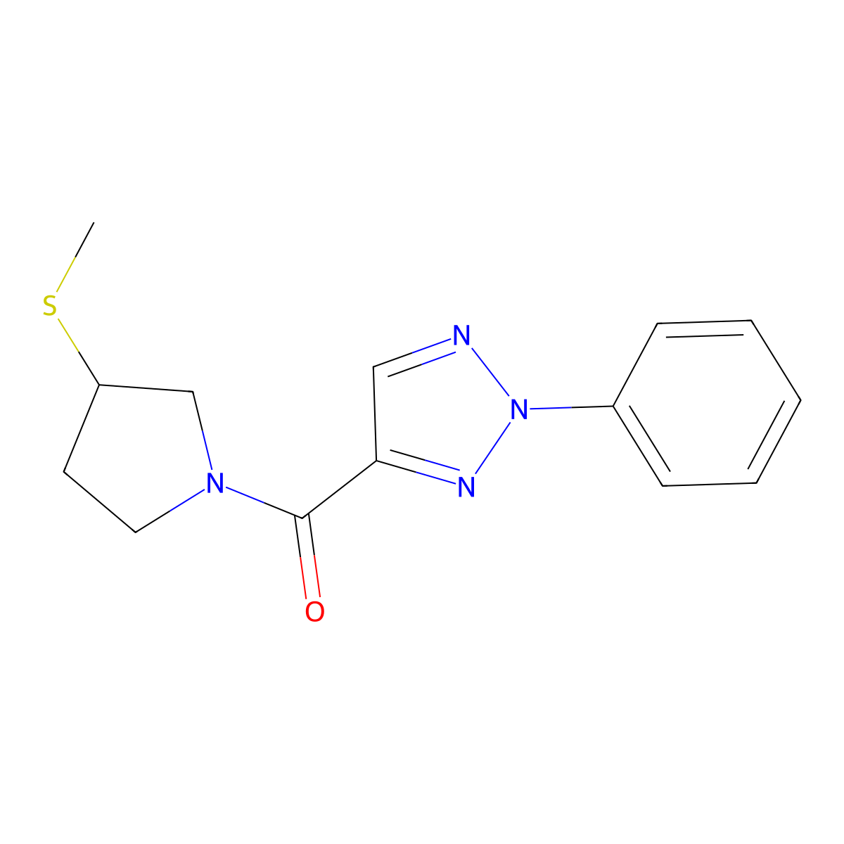 (3-(methylthio)pyrrolidin-1-yl)(2-phenyl-2H-1,2,3-triazol-4-yl)methanone molecular structure, CAS 1797247-84-7