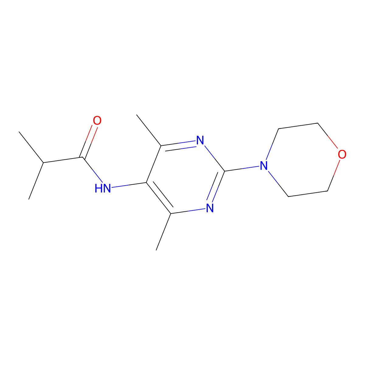 N-(4,6-dimethyl-2-morpholinopyrimidin-5-yl)isobutyramide molecular structure, CAS 1797248-33-9