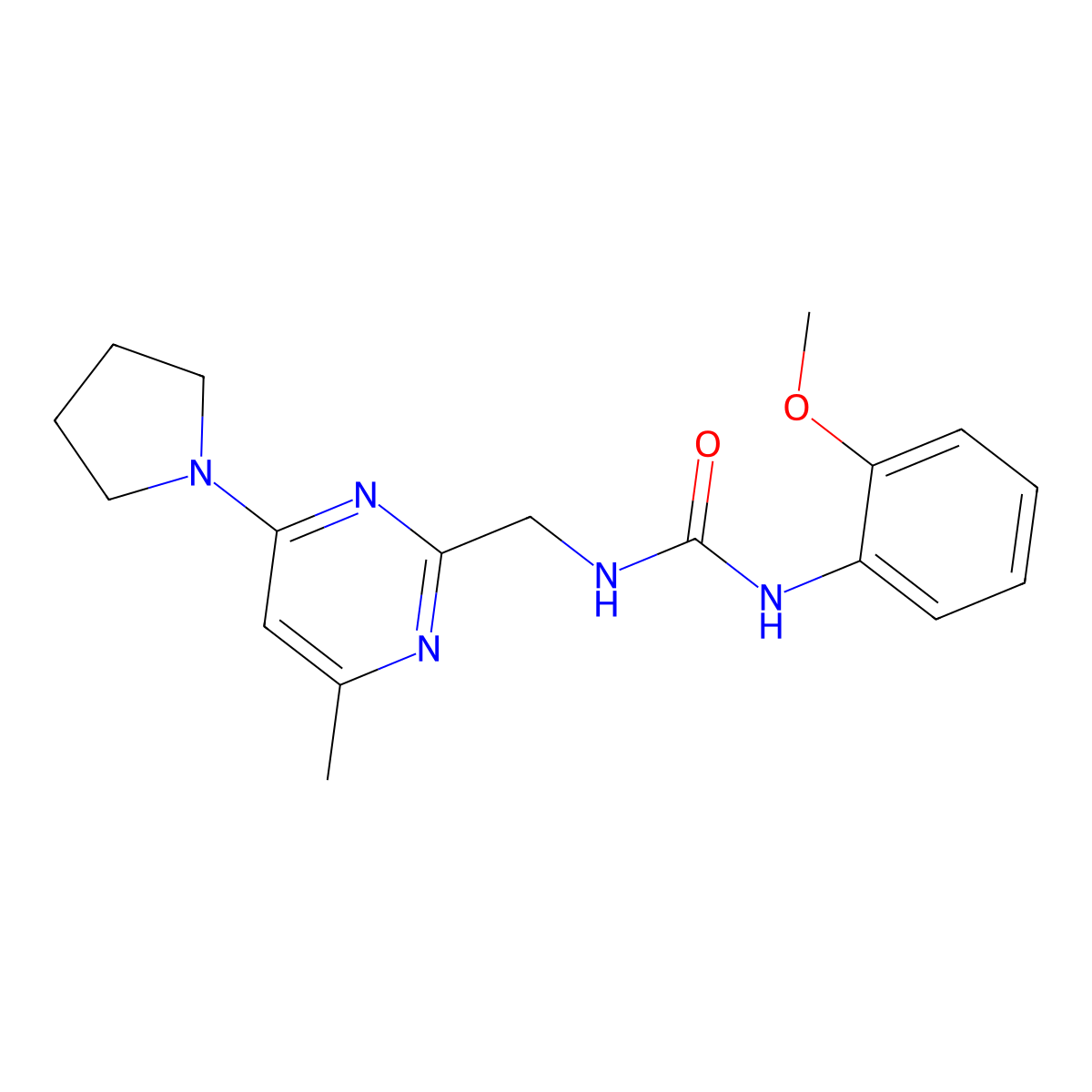 1-(2-Methoxyphenyl)-3-((4-methyl-6-(pyrrolidin-1-yl)pyrimidin-2-yl)methyl)urea molecular structure, CAS 1797248-97-5