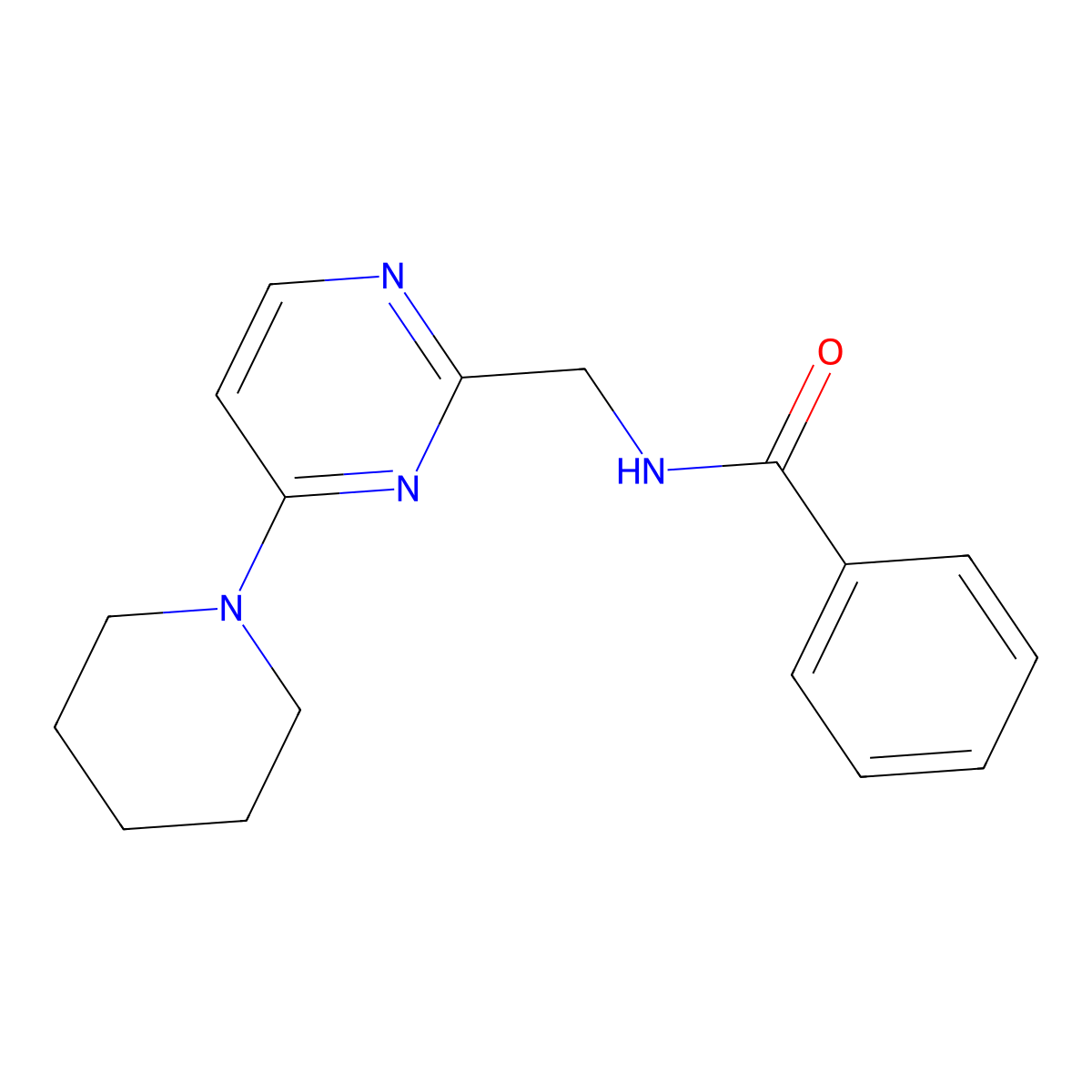 N-{[4-(piperidin-1-yl)pyrimidin-2-yl]methyl}benzamide molecular structure, CAS 1797249-29-6