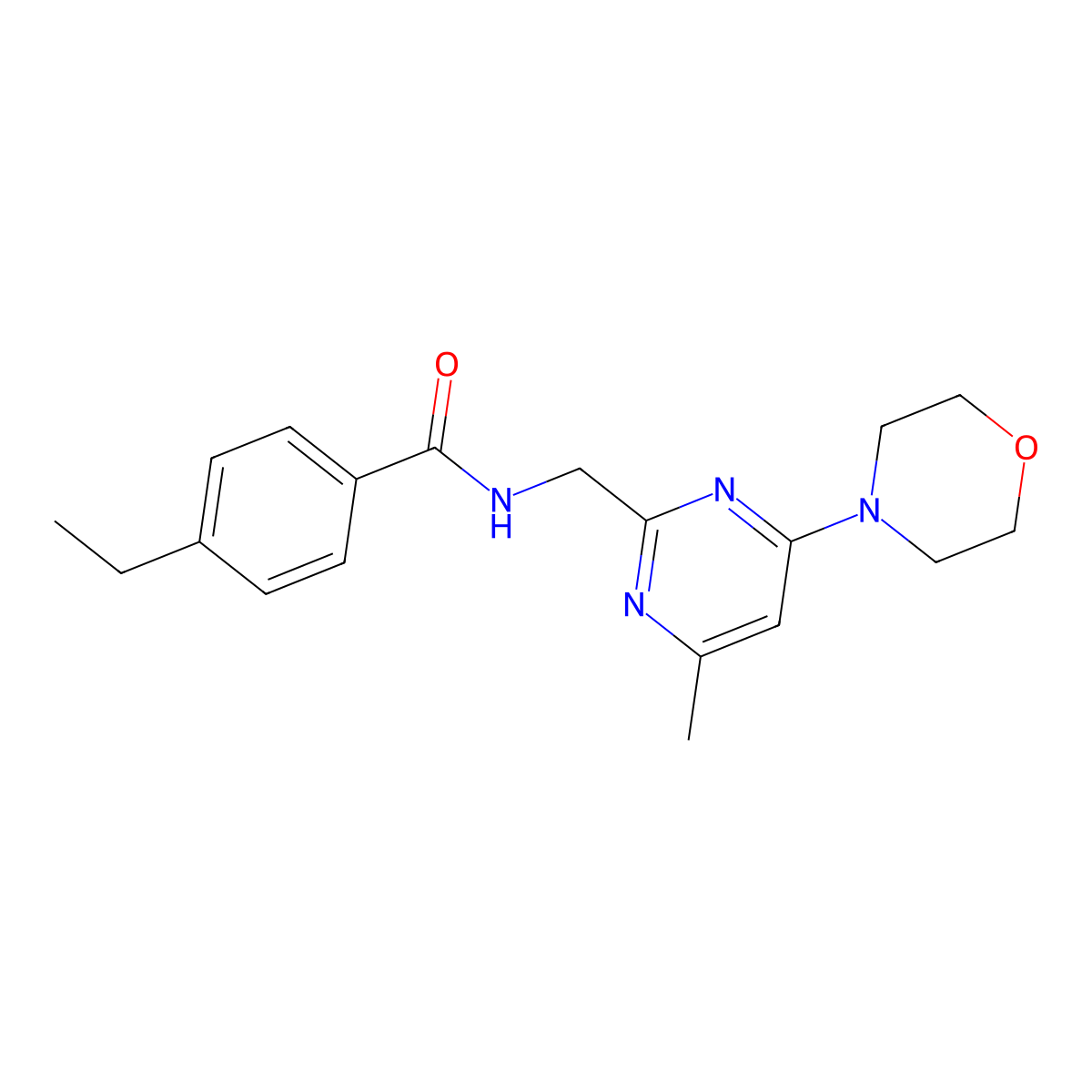 4-ethyl-N-((4-methyl-6-morpholinopyrimidin-2-yl)methyl)benzamide molecular structure, CAS 1797249-83-2