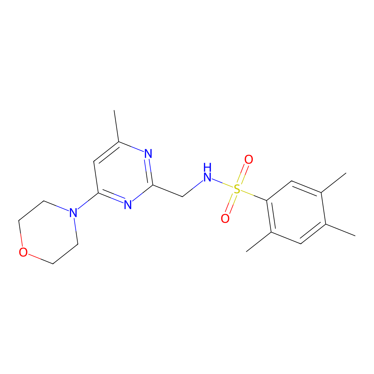 2,4,5-trimethyl-N-((4-methyl-6-morpholinopyrimidin-2-yl)methyl)benzenesulfonamide molecular structure, CAS 1797249-93-4