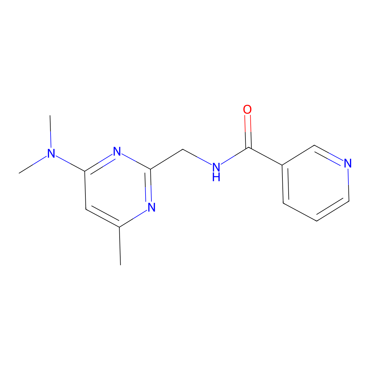 N-((4-(dimethylamino)-6-methylpyrimidin-2-yl)methyl)nicotinamide molecular structure, CAS 1797250-25-9