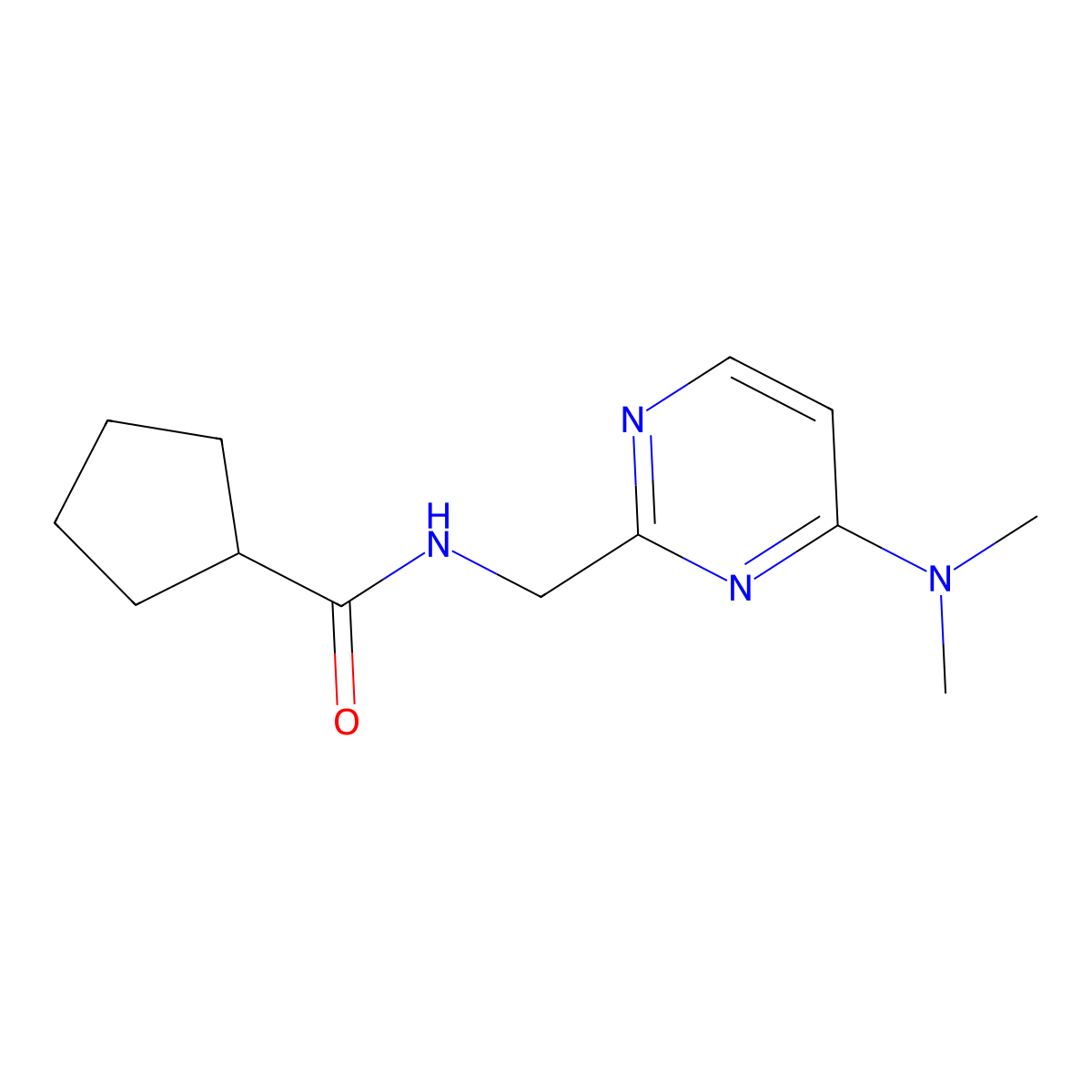 N-{[4-(dimethylamino)pyrimidin-2-yl]methyl}cyclopentanecarboxamide molecular structure, CAS 1797250-77-1