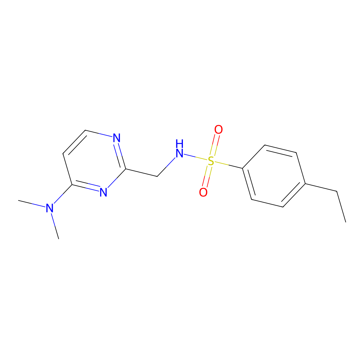 N-((4-(dimethylamino)pyrimidin-2-yl)methyl)-4-ethylbenzenesulfonamide molecular structure, CAS 1797251-36-5