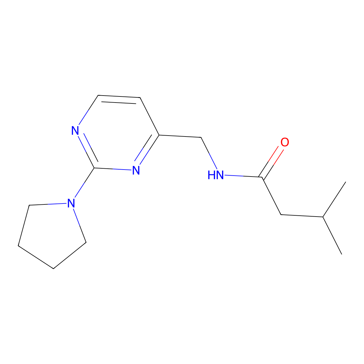 3-methyl-N-{[2-(pyrrolidin-1-yl)pyrimidin-4-yl]methyl}butanamide molecular structure, CAS 1797251-86-5