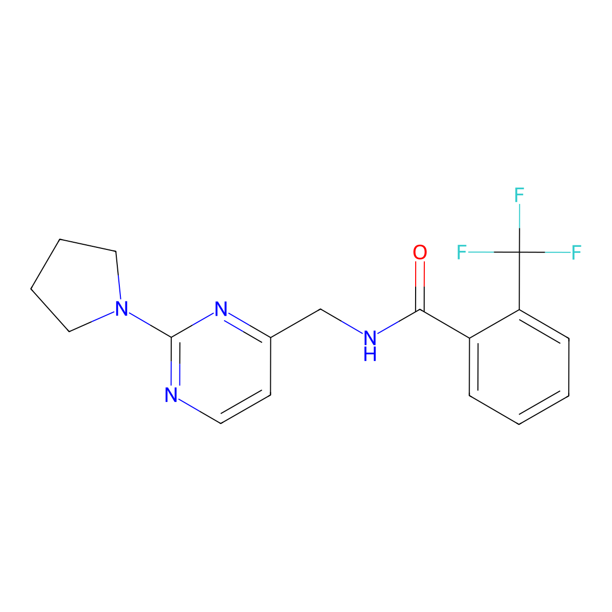 N-{[2-(pyrrolidin-1-yl)pyrimidin-4-yl]methyl}-2-(trifluoromethyl)benzamide molecular structure, CAS 1797251-97-8