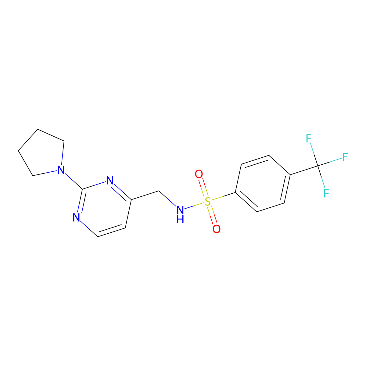 N-((2-(pyrrolidin-1-yl)pyrimidin-4-yl)methyl)-4-(trifluoromethyl)benzenesulfonamide molecular structure, CAS 1797252-15-3