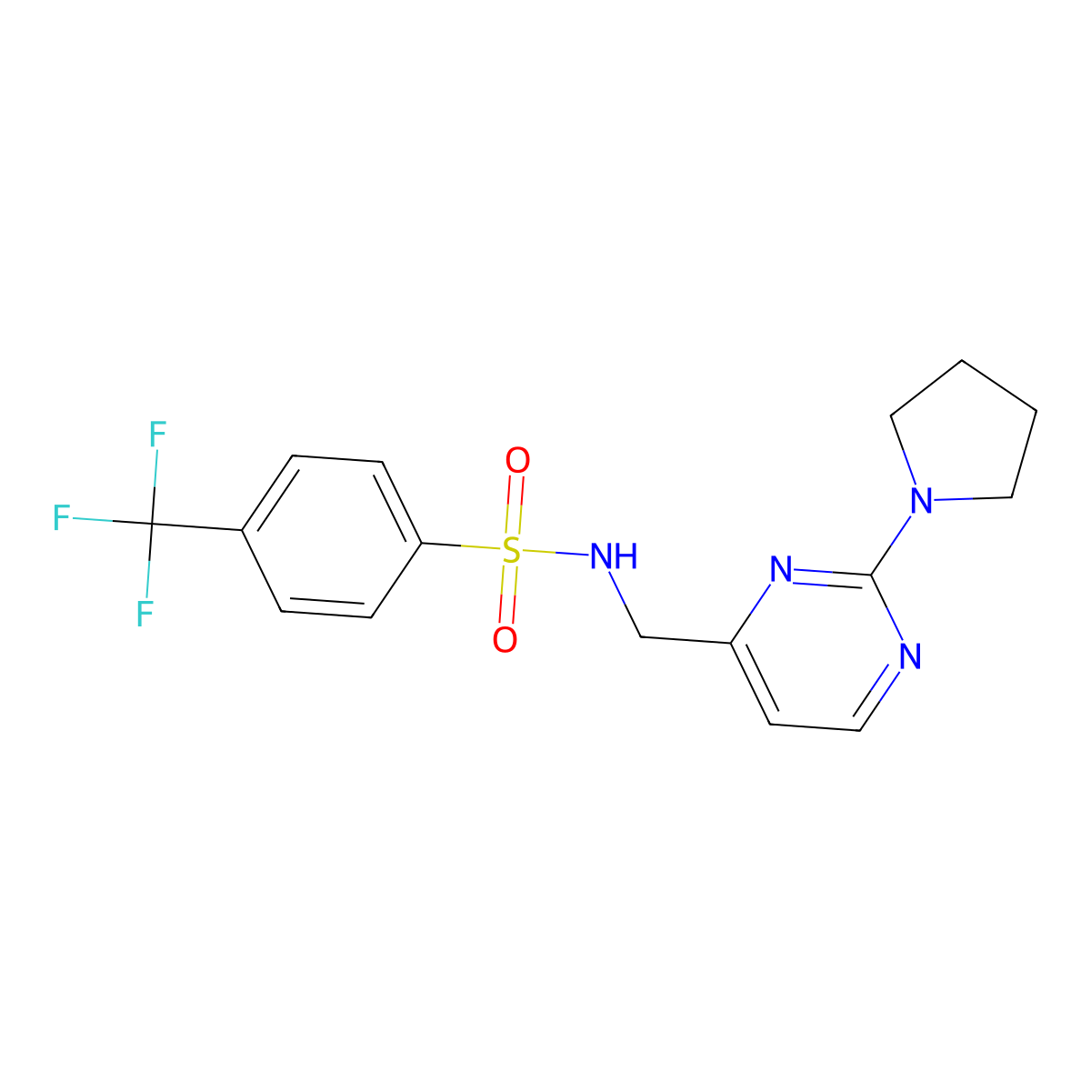 N-((2-(pyrrolidin-1-yl)pyrimidin-4-yl)methyl)-4-(trifluoromethyl)benzenesulfonamide molecular structure, CAS 1797252-15-3