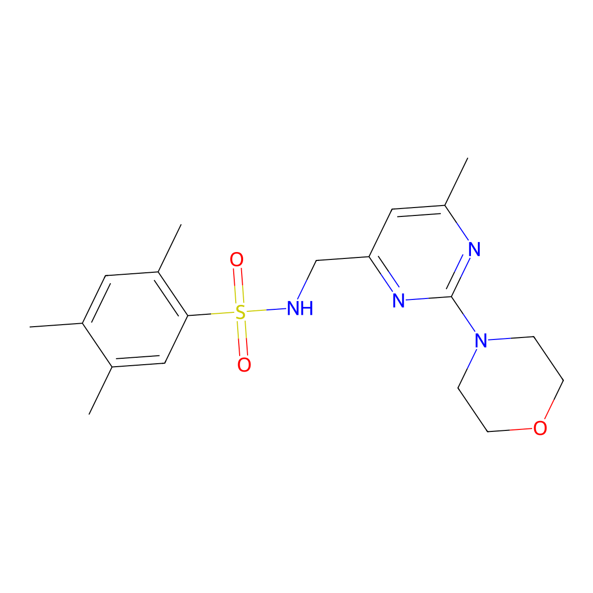2,4,5-trimethyl-N-((6-methyl-2-morpholinopyrimidin-4-yl)methyl)benzenesulfonamide molecular structure, CAS 1797252-61-9