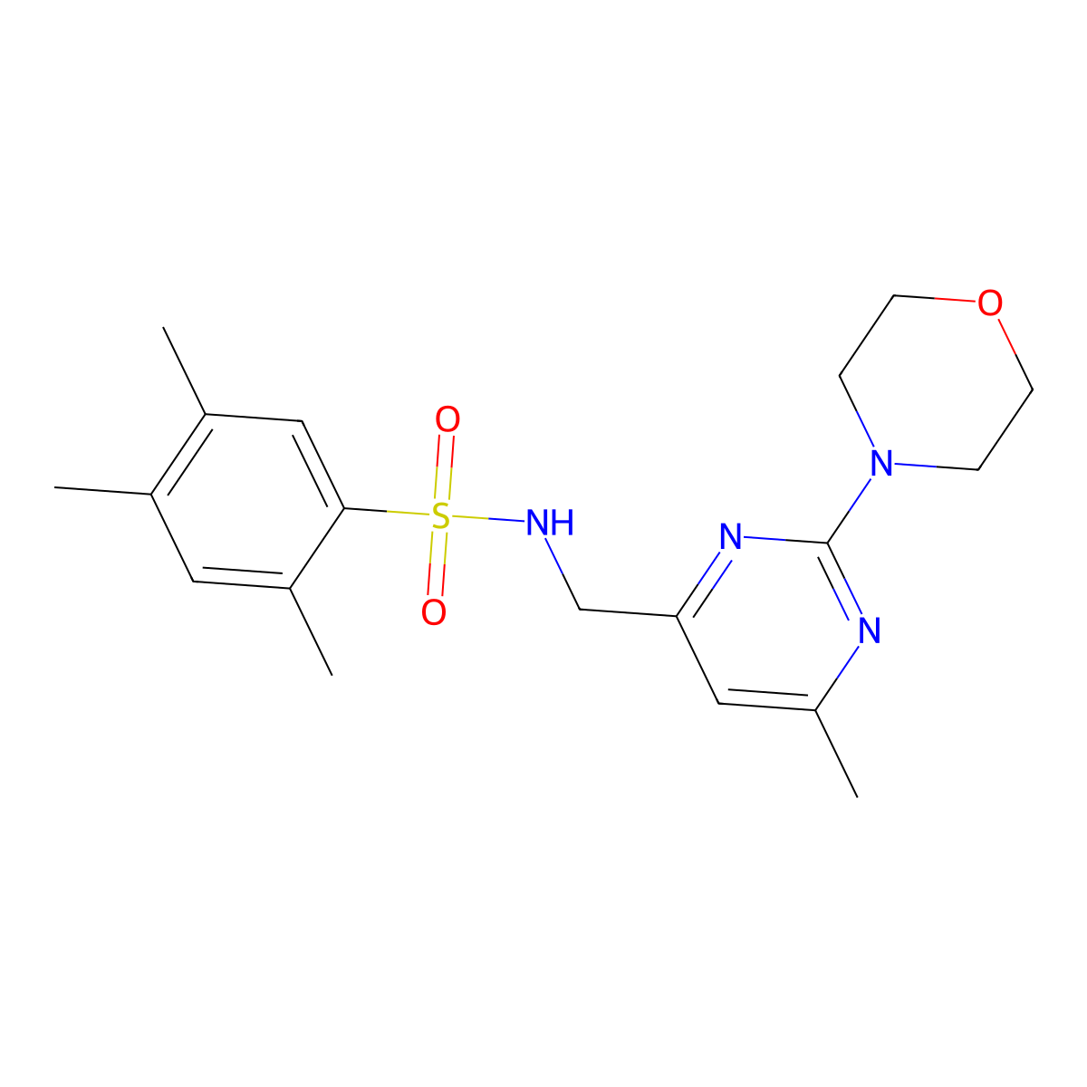 2,4,5-trimethyl-N-((6-methyl-2-morpholinopyrimidin-4-yl)methyl)benzenesulfonamide molecular structure, CAS 1797252-61-9