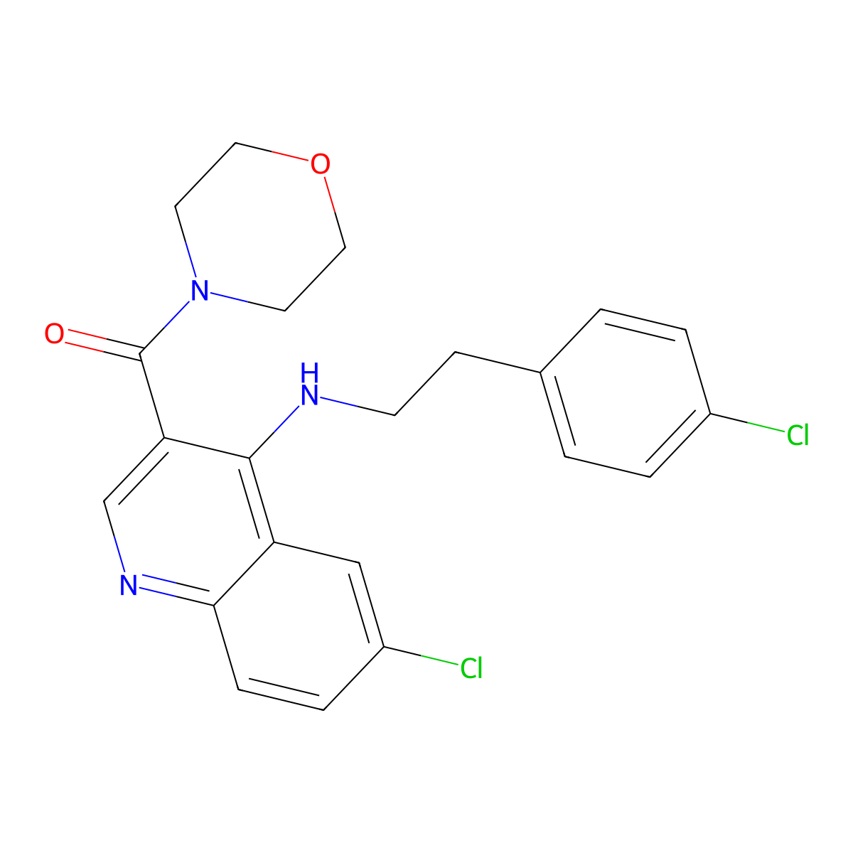 (6-Chloro-4-{[2-(4-chlorophenyl)ethyl]amino}quinolin-3-yl)(morpholin-4-yl)methanone molecular structure, CAS 1797253-13-4