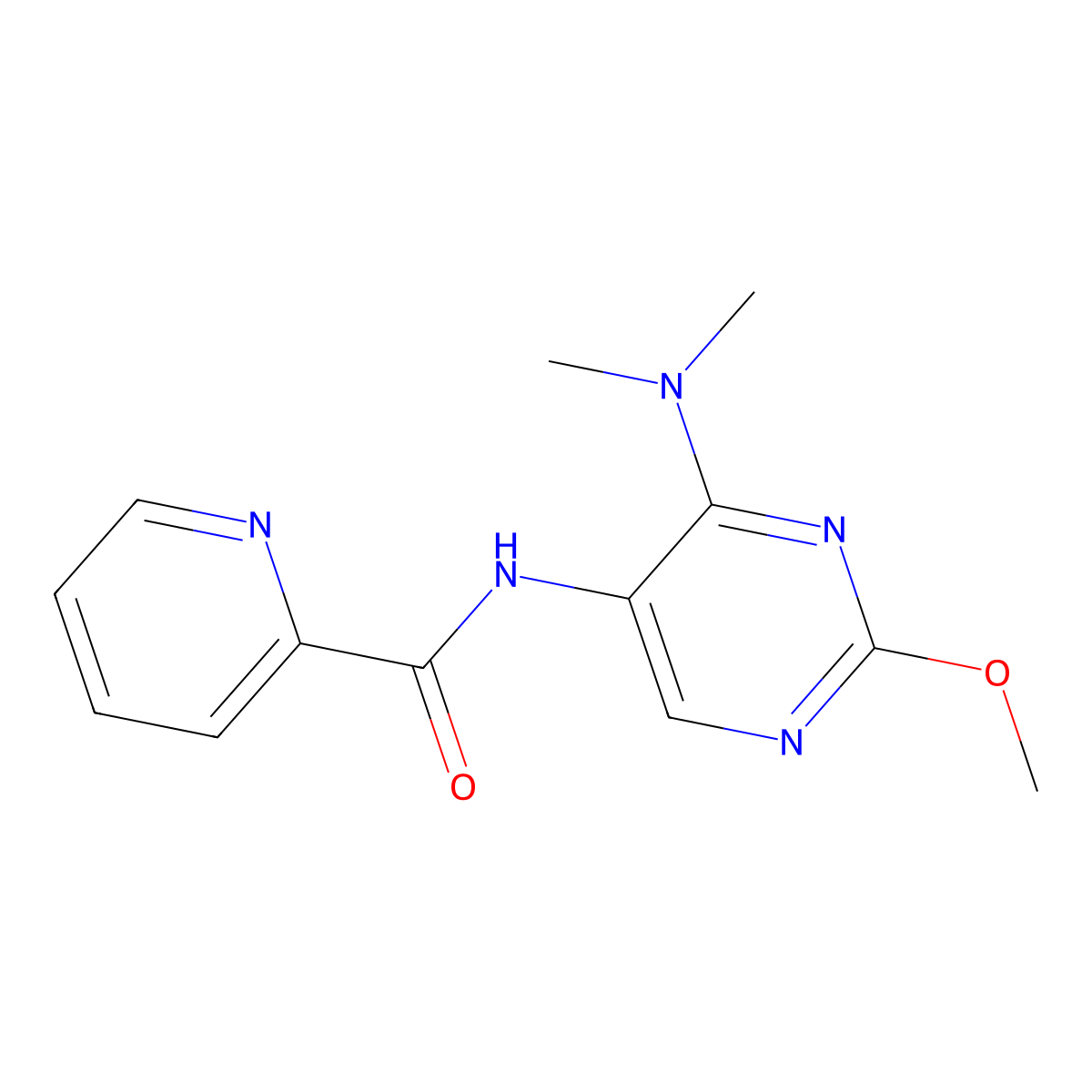 N-(4-(dimethylamino)-2-methoxypyrimidin-5-yl)picolinamide molecular structure, CAS 1797253-31-6