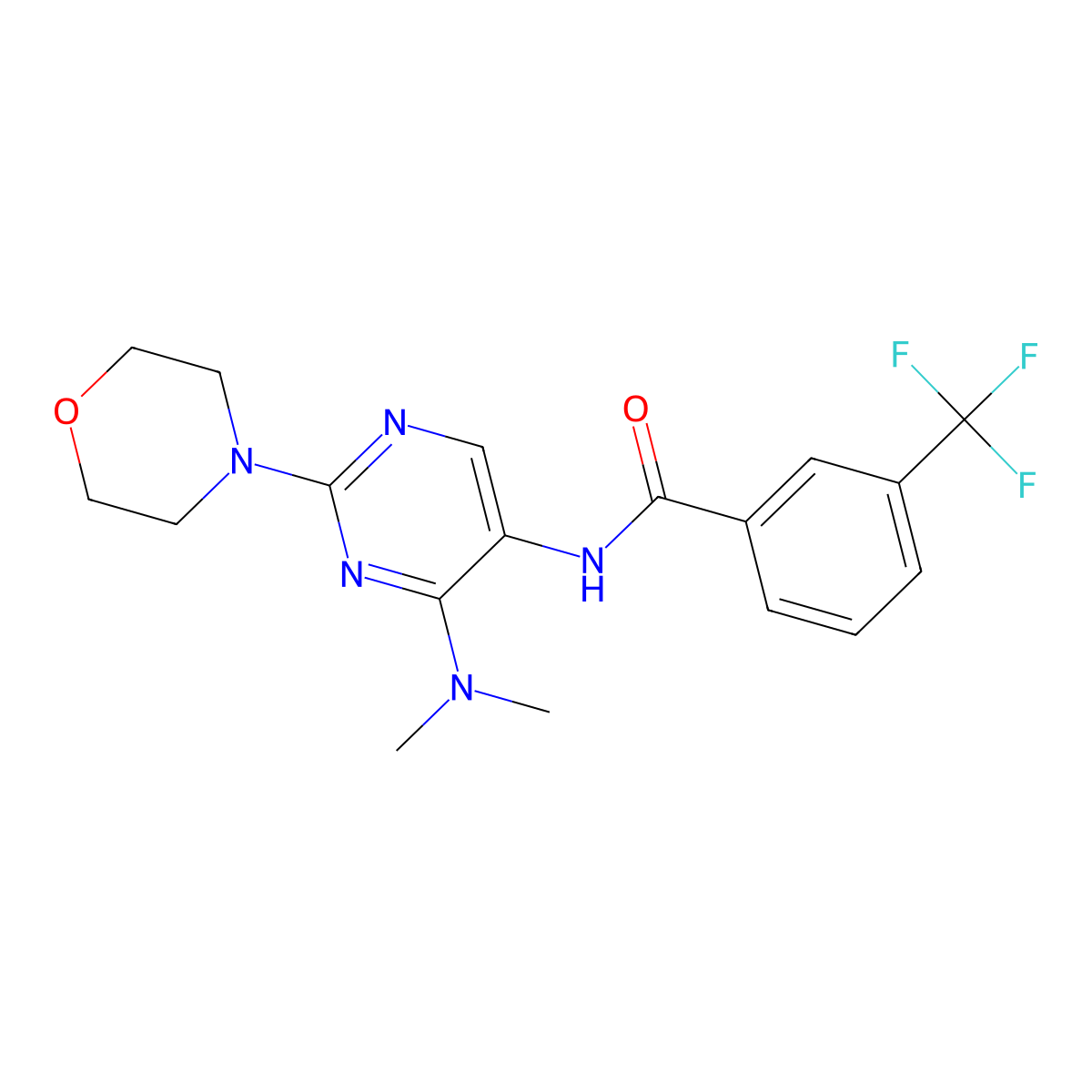 N-(4-(dimethylamino)-2-morpholinopyrimidin-5-yl)-3-(trifluoromethyl)benzamide molecular structure, CAS 1797253-64-5