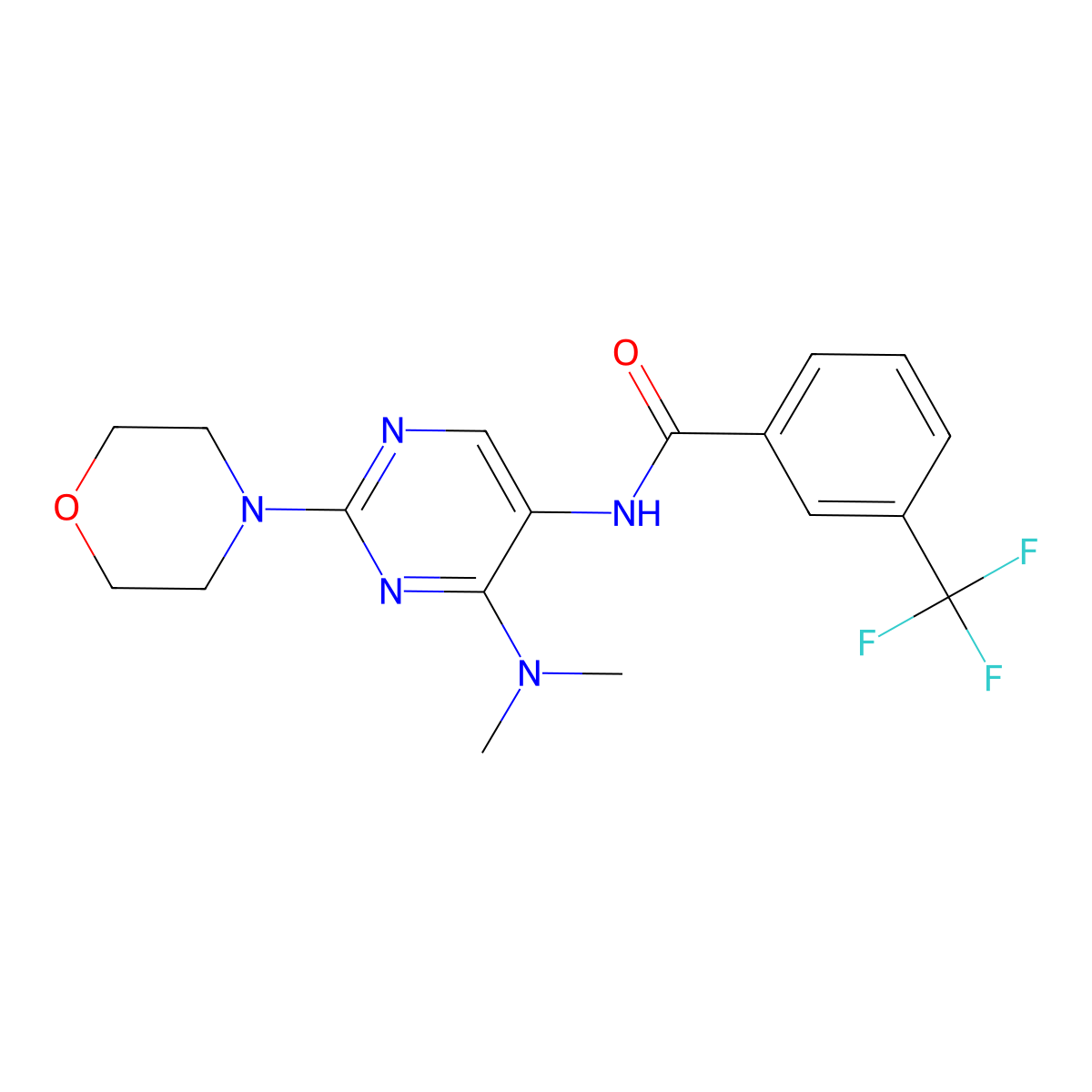 N-(4-(dimethylamino)-2-morpholinopyrimidin-5-yl)-3-(trifluoromethyl)benzamide molecular structure, CAS 1797253-64-5