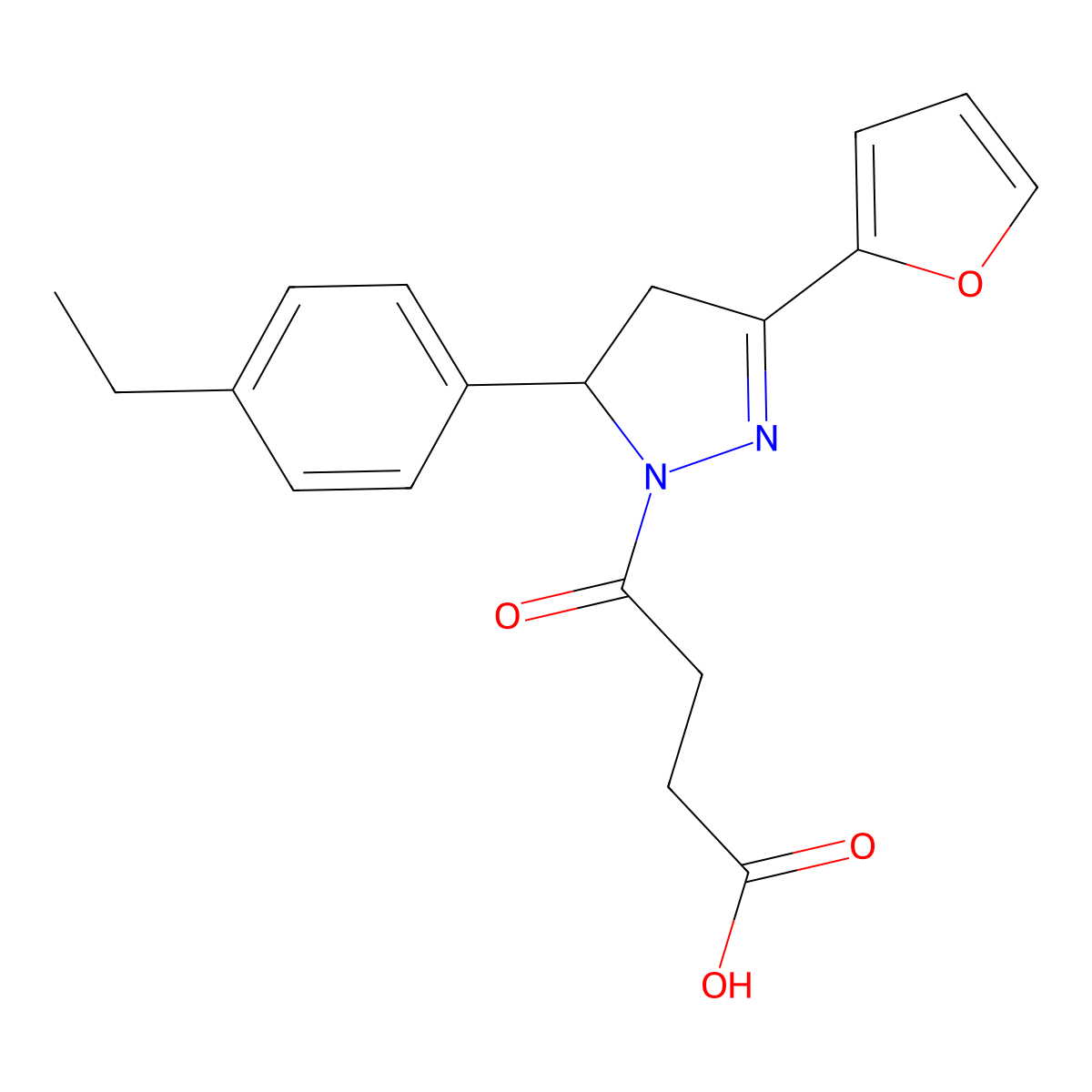 4-(5-(4-ethylphenyl)-3-(furan-2-yl)-4,5-dihydro-1H-pyrazol-1-yl)-4-oxobutanoic acid molecular structure, CAS 1797257-69-2