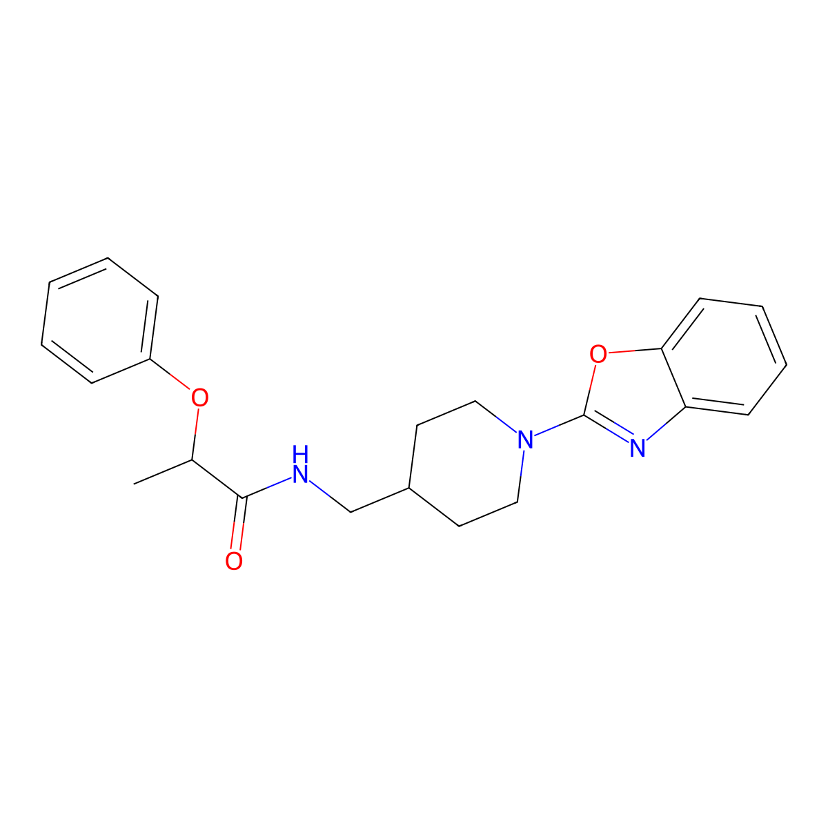 N-((1-(benzo[d]oxazol-2-yl)piperidin-4-yl)methyl)-2-phenoxypropanamide molecular structure, CAS 1797257-84-1