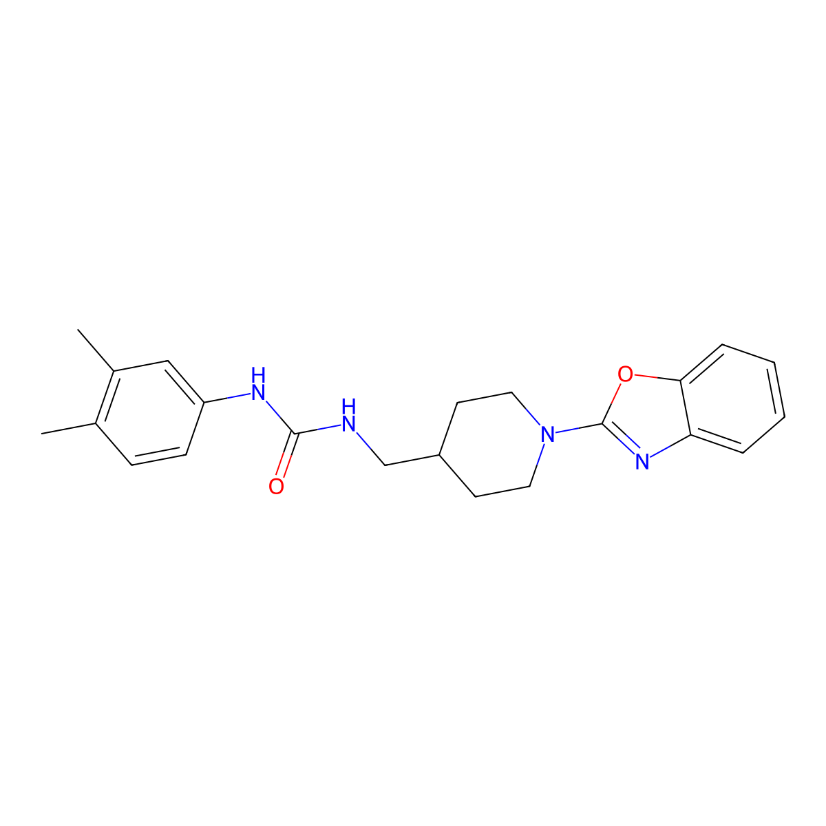 1-((1-(Benzo[d]oxazol-2-yl)piperidin-4-yl)methyl)-3-(3,4-dimethylphenyl)urea molecular structure, CAS 1797257-97-6