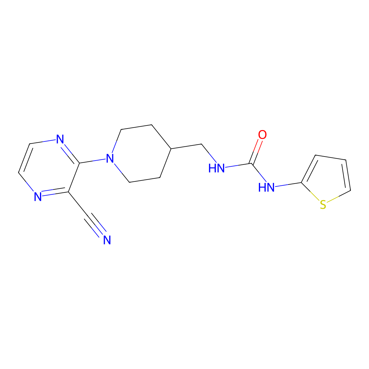 1-((1-(3-Cyanopyrazin-2-yl)piperidin-4-yl)methyl)-3-(thiophen-2-yl)urea molecular structure, CAS 1797258-48-0