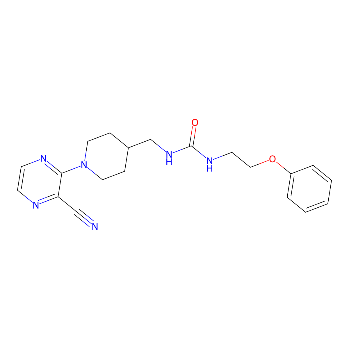 1-((1-(3-Cyanopyrazin-2-yl)piperidin-4-yl)methyl)-3-(2-phenoxyethyl)urea molecular structure, CAS 1797258-55-9