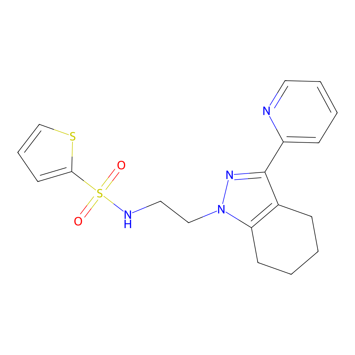 N-(2-(3-(pyridin-2-yl)-4,5,6,7-tetrahydro-1H-indazol-1-yl)ethyl)thiophene-2-sulfonamide molecular structure, CAS 1797258-92-4