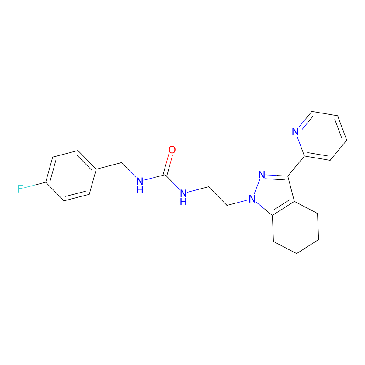 1-(4-fluorobenzyl)-3-(2-(3-(pyridin-2-yl)-4,5,6,7-tetrahydro-1H-indazol-1-yl)ethyl)urea molecular structure, CAS 1797258-99-1
