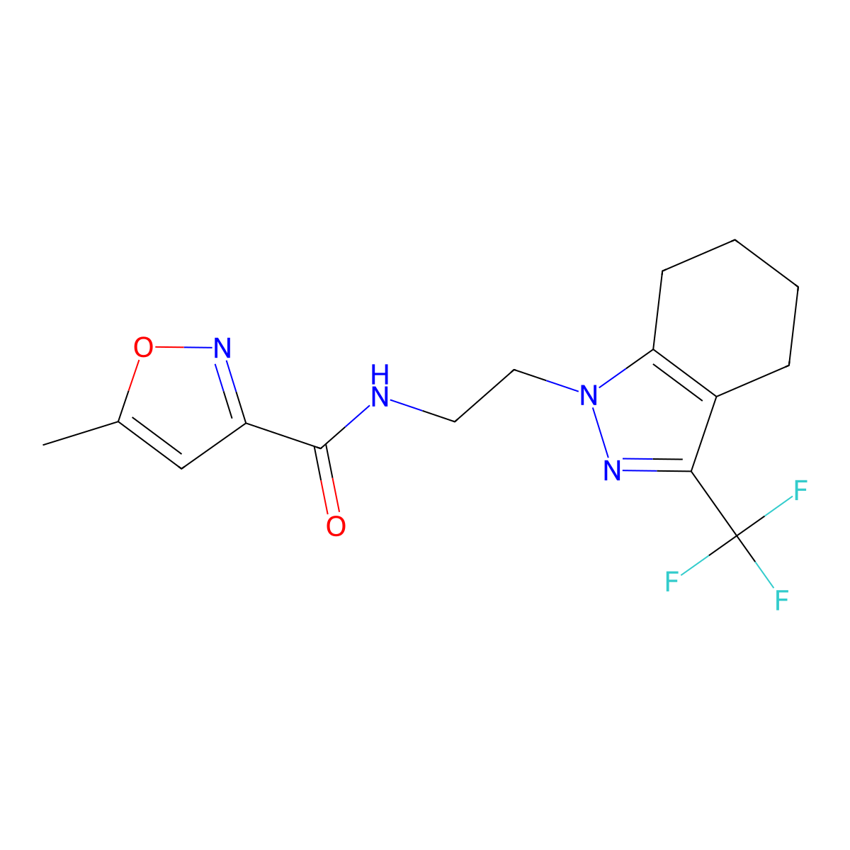 5-methyl-N-(2-(3-(trifluoromethyl)-4,5,6,7-tetrahydro-1H-indazol-1-yl)ethyl)isoxazole-3-carboxamide molecular structure, CAS 1797259-12-1