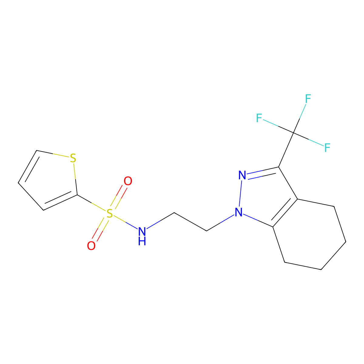 N-(2-(3-(trifluoromethyl)-4,5,6,7-tetrahydro-1H-indazol-1-yl)ethyl)thiophene-2-sulfonamide molecular structure, CAS 1797259-18-7