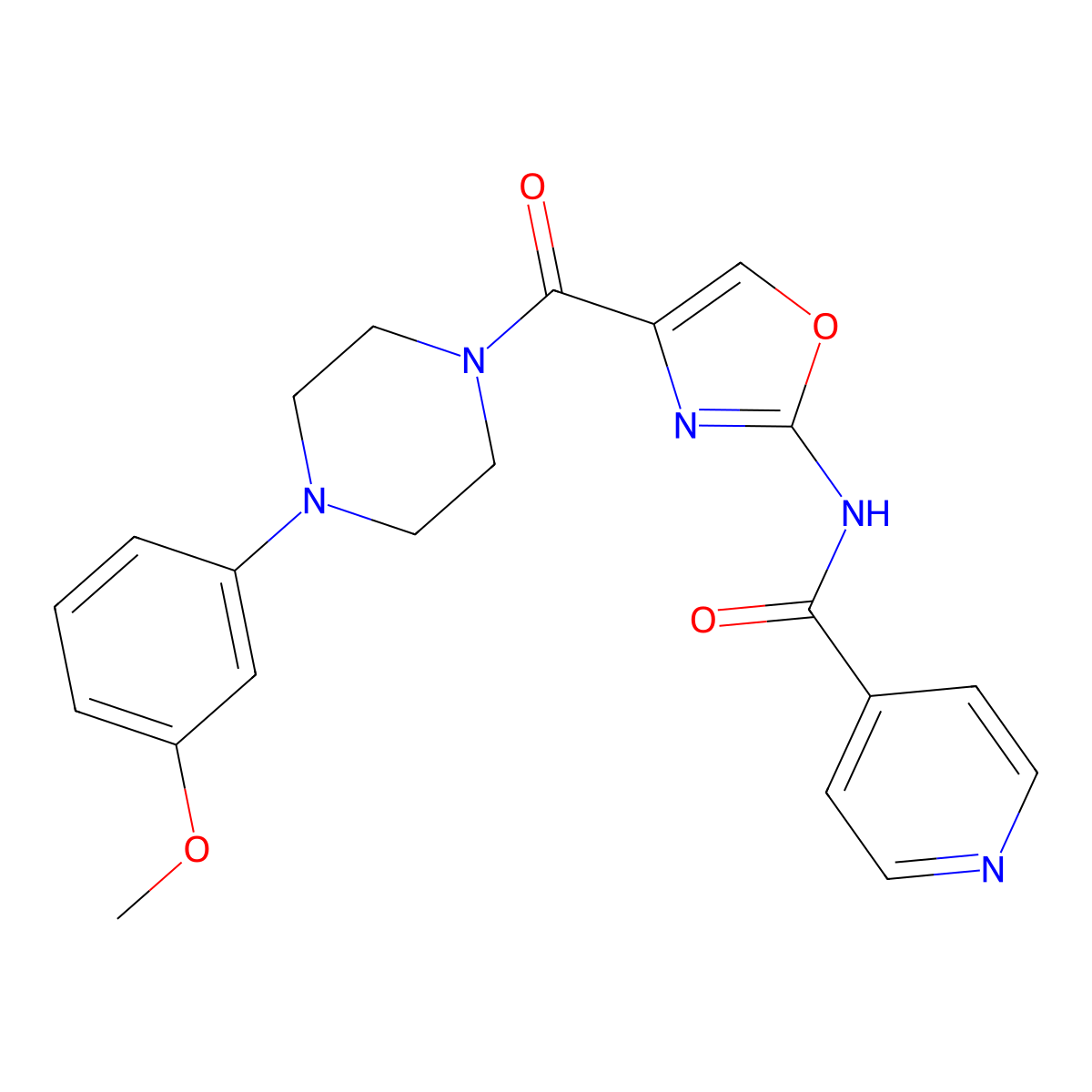 N-(4-(4-(3-methoxyphenyl)piperazine-1-carbonyl)oxazol-2-yl)isonicotinamide molecular structure, CAS 1797259-25-6