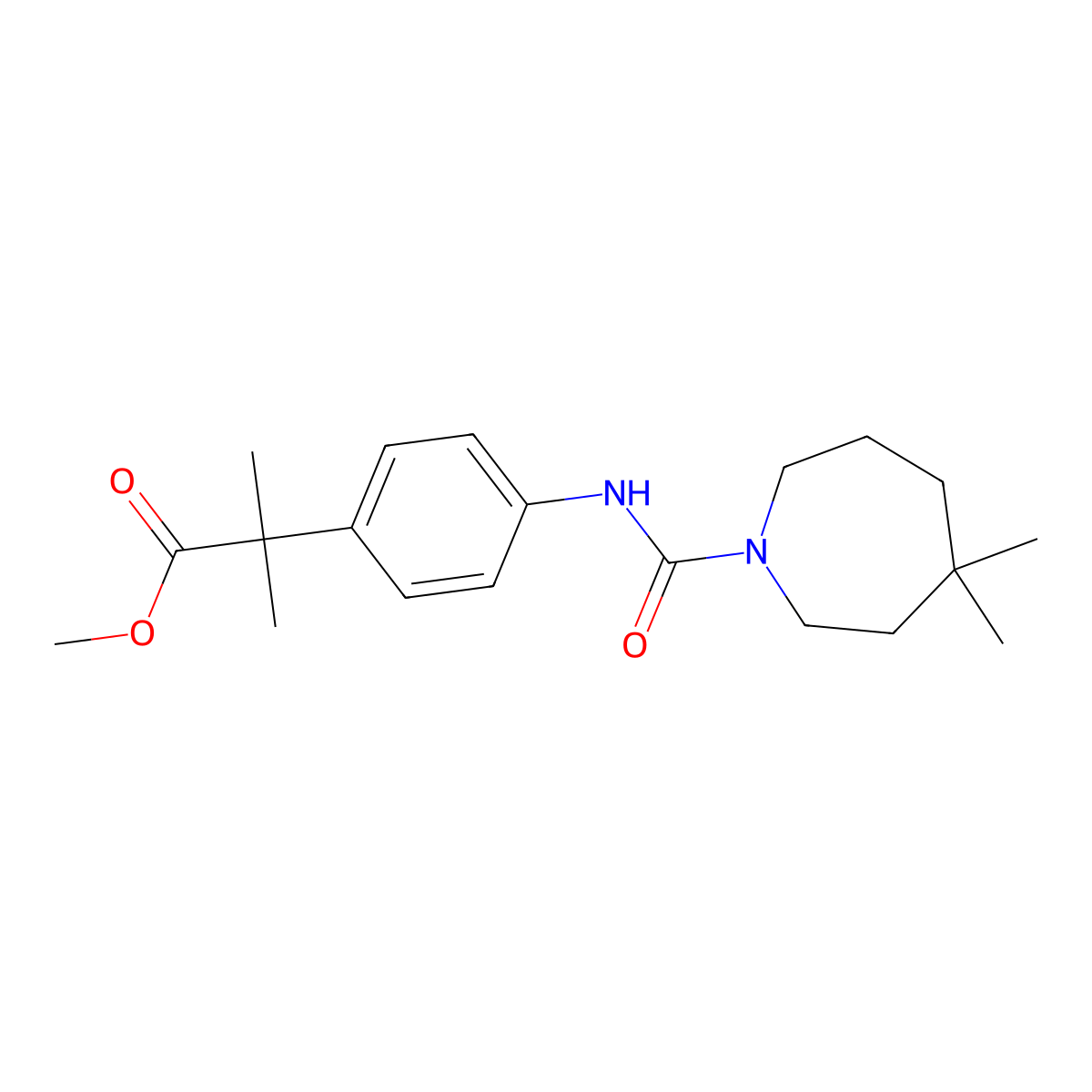 Methyl 2-{4-[(4,4-dimethylazepane-1-carbonyl)amino]phenyl}-2-methylpropanoate molecular structure, CAS 1797259-58-5