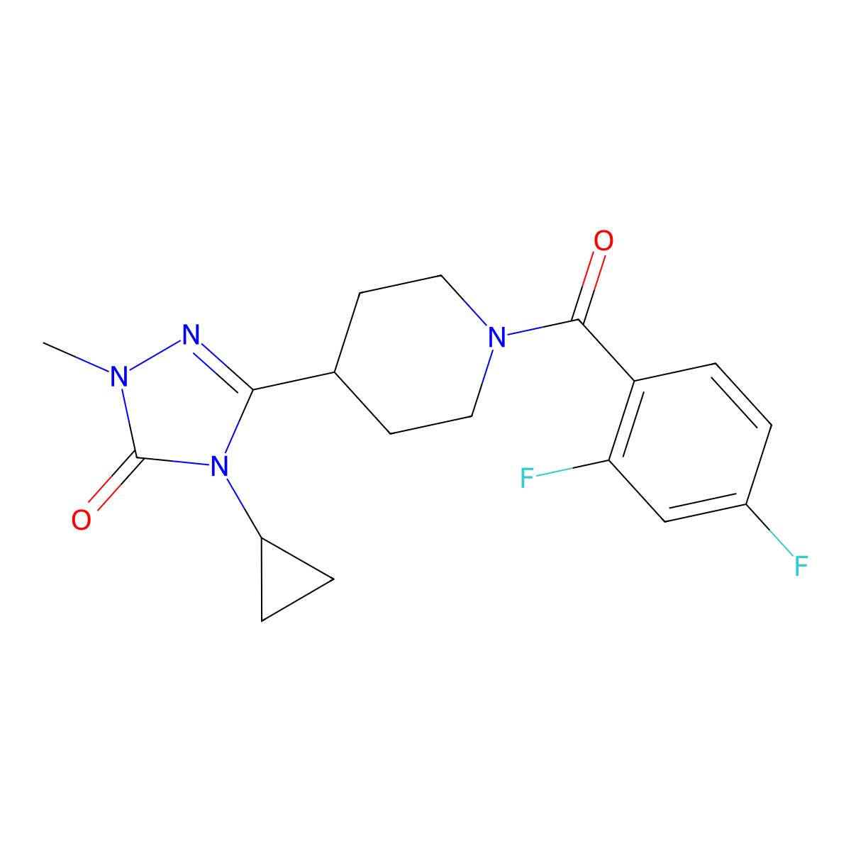 4-cyclopropyl-3-(1-(2,4-difluorobenzoyl)piperidin-4-yl)-1-methyl-1H-1,2,4-triazol-5(4H)-one molecular structure, CAS 1797260-27-5