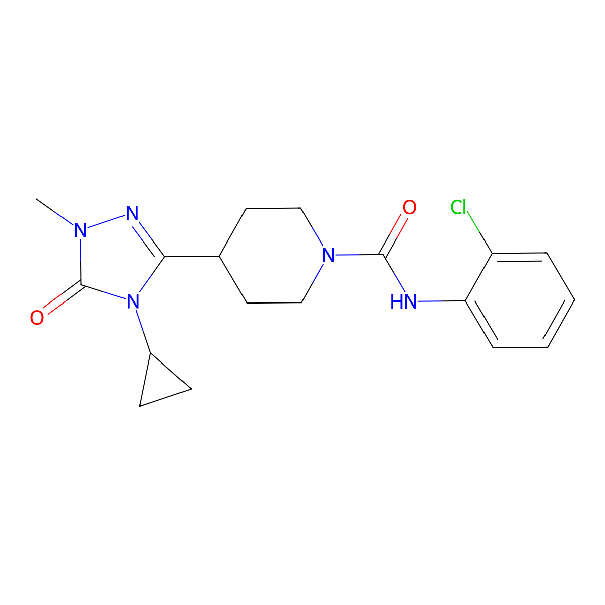 N-(2-chlorophenyl)-4-(4-cyclopropyl-1-methyl-5-oxo-4,5-dihydro-1H-1,2,4-triazol-3-yl)piperidine-1-carboxamide molecular structure, CAS 1797260-73-1
