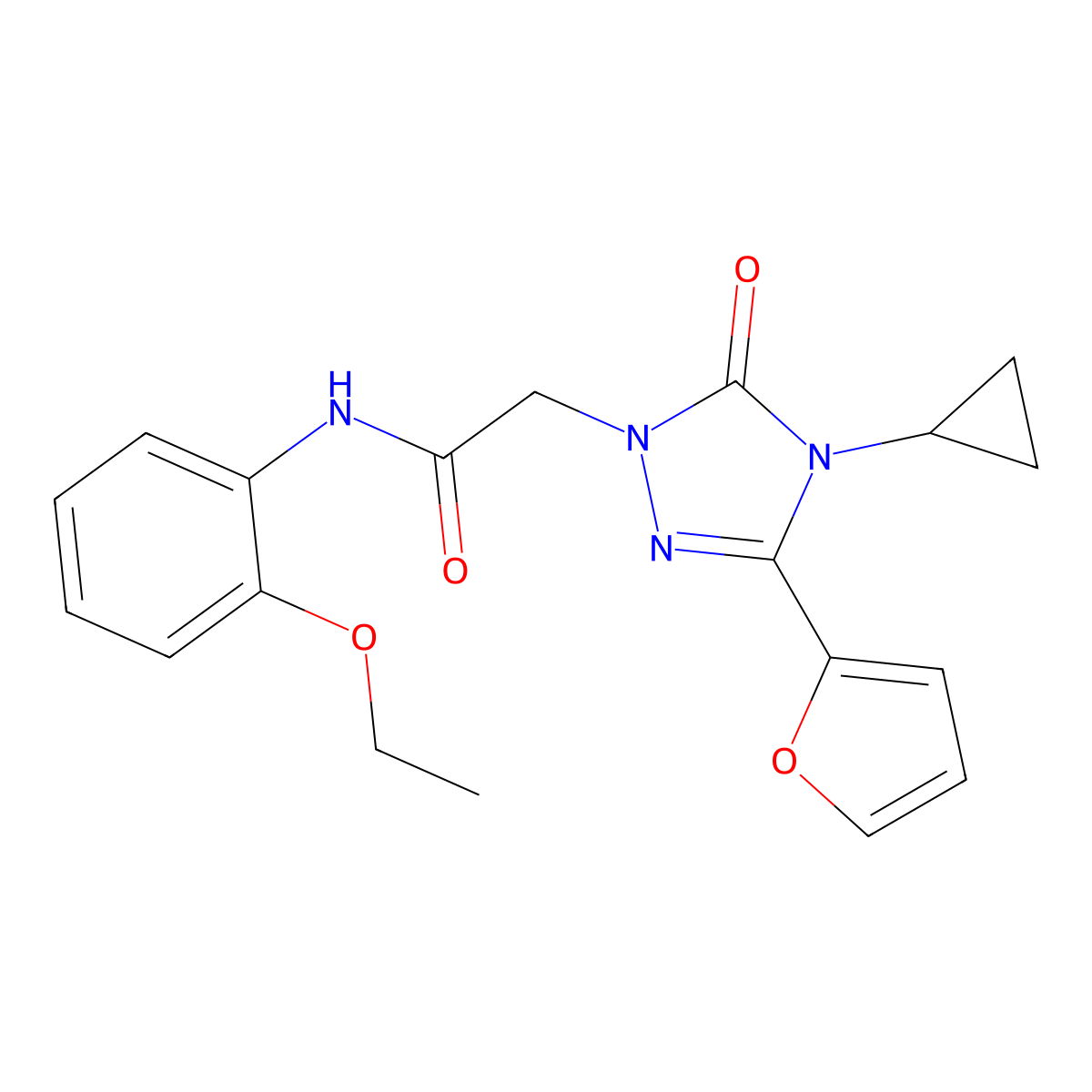 2-[4-cyclopropyl-3-(furan-2-yl)-5-oxo-4,5-dihydro-1H-1,2,4-triazol-1-yl]-N-(2-ethoxyphenyl)acetamide molecular structure, CAS 1797260-98-0