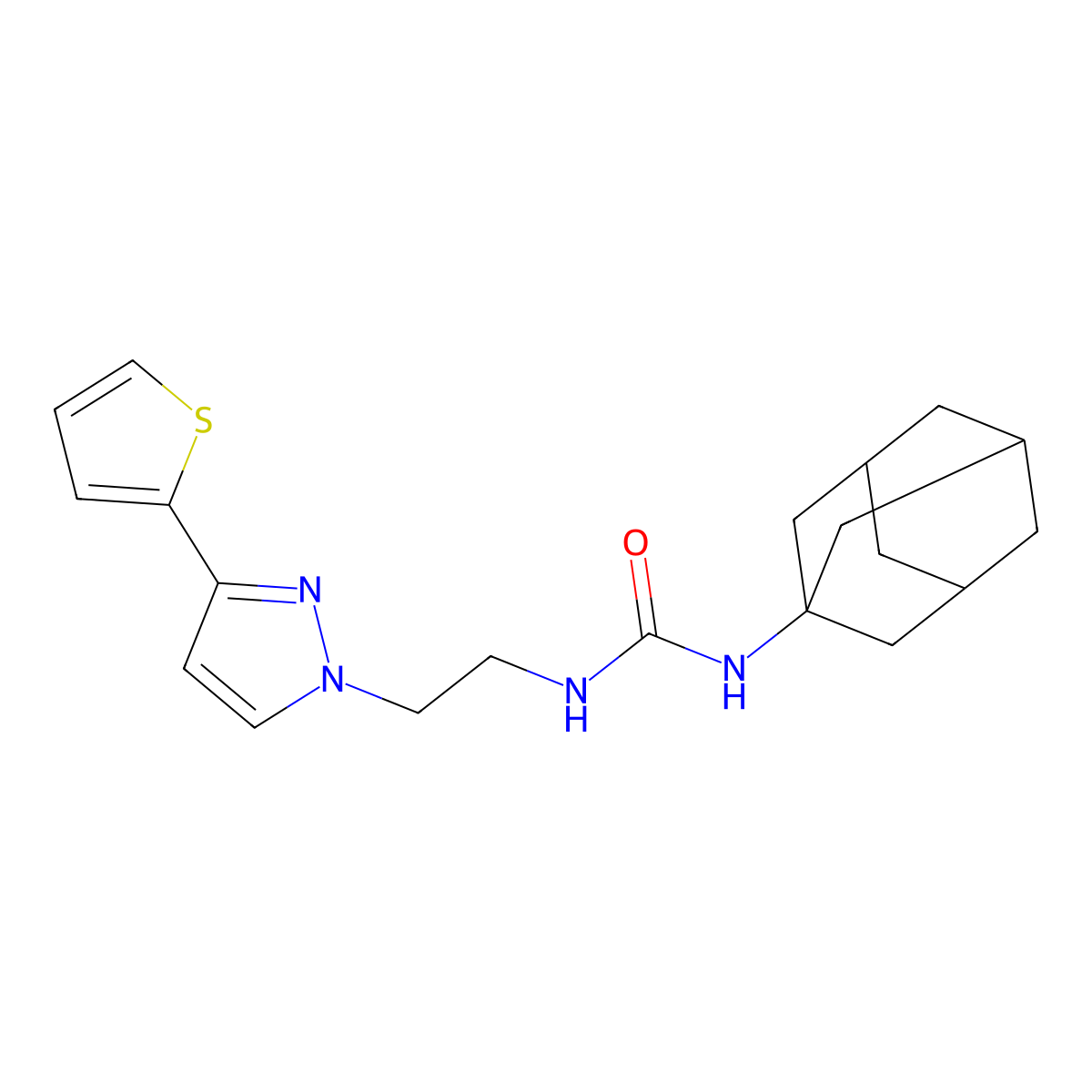 1-(adamantan-1-yl)-3-{2-[3-(thiophen-2-yl)-1H-pyrazol-1-yl]ethyl}urea molecular structure, CAS 1797261-07-4