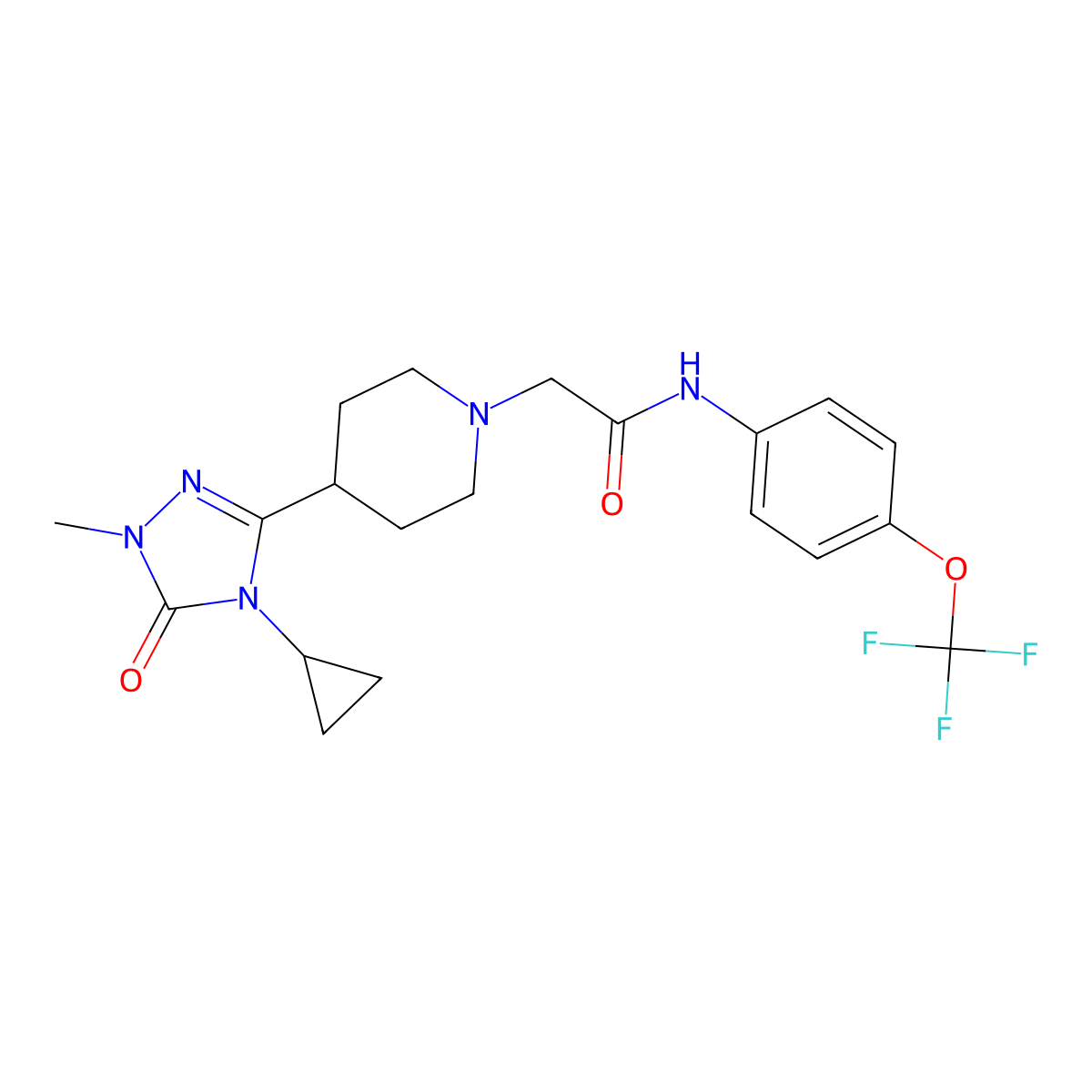 2-[4-(4-cyclopropyl-1-methyl-5-oxo-4,5-dihydro-1H-1,2,4-triazol-3-yl)piperidin-1-yl]-N-[4-(trifluoromethoxy)phenyl]acetamide molecular structure, CAS 1797261-59-6