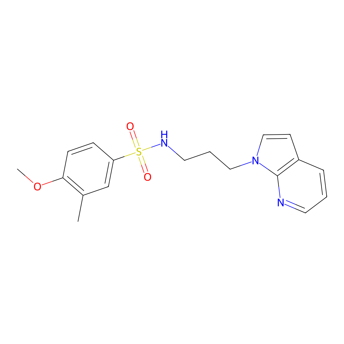 N-(3-(1H-pyrrolo[2,3-b]pyridin-1-yl)propyl)-4-methoxy-3-methylbenzenesulfonamide molecular structure, CAS 1797262-12-4
