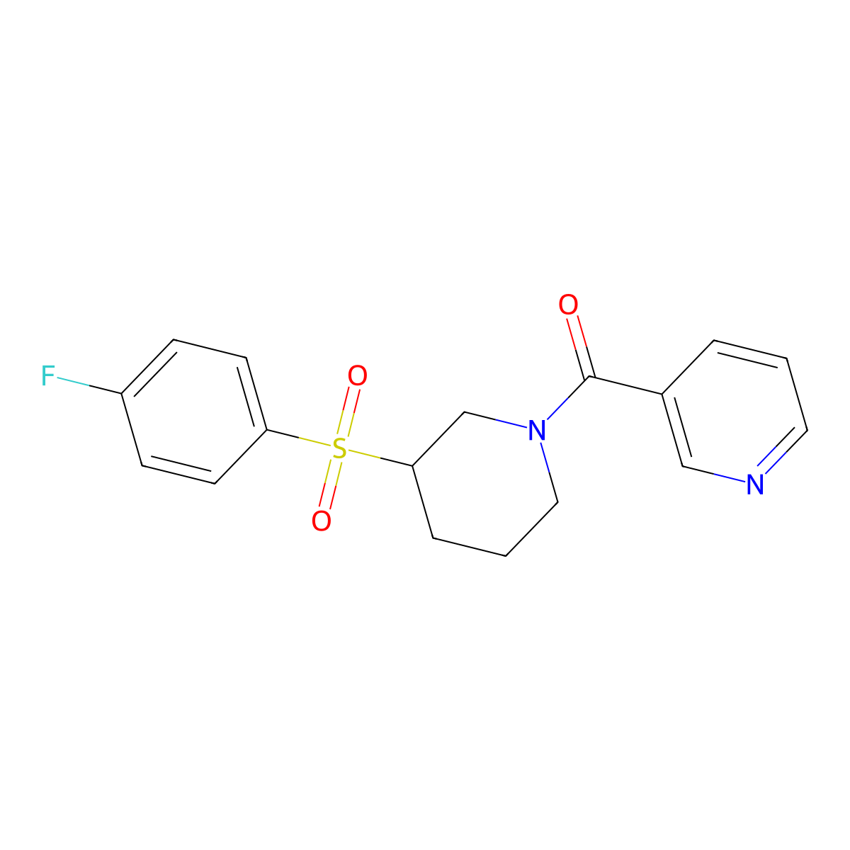 (3-((4-Fluorophenyl)sulfonyl)piperidin-1-yl)(pyridin-3-yl)methanone molecular structure, CAS 1797262-26-0