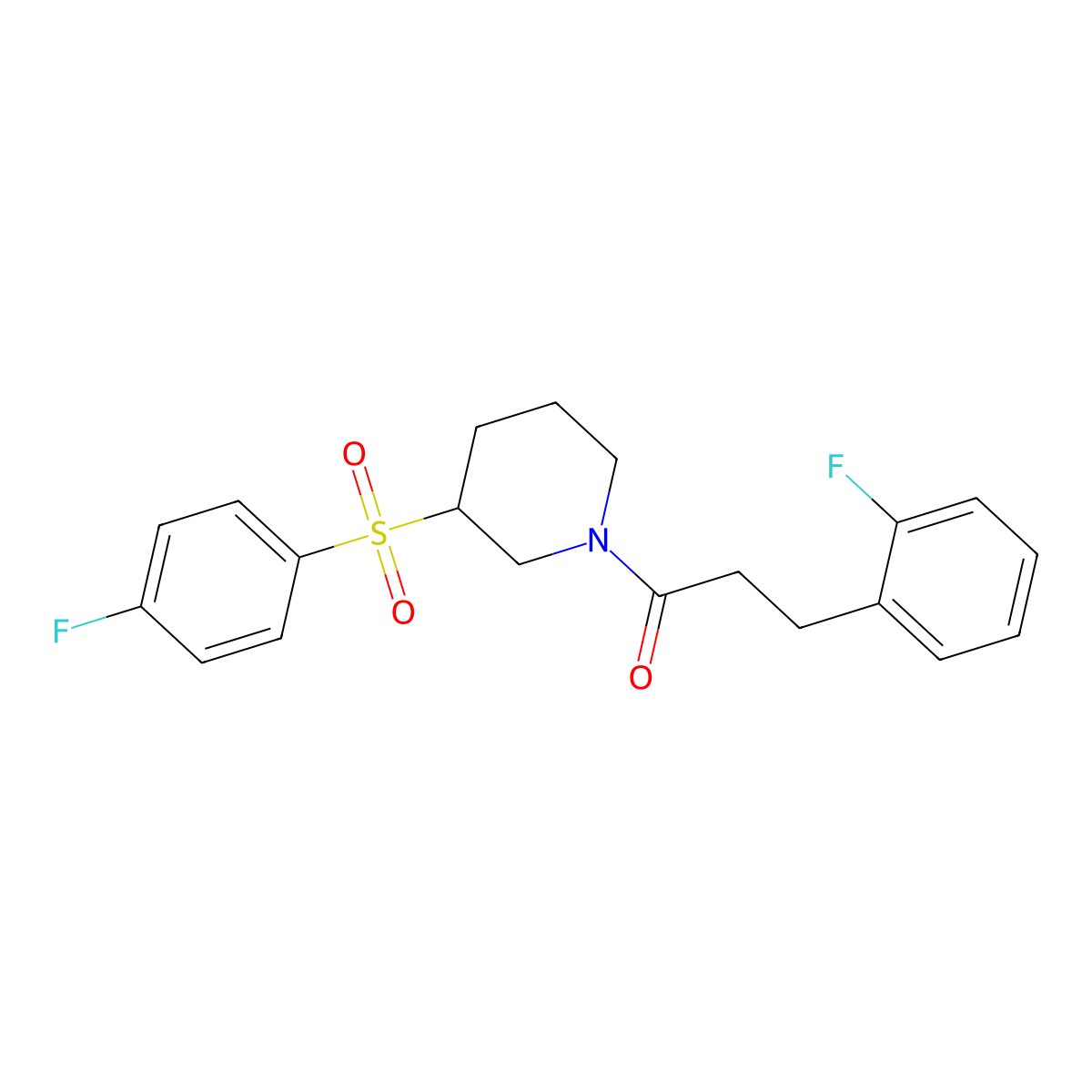 3-(2-Fluorophenyl)-1-(3-((4-fluorophenyl)sulfonyl)piperidin-1-yl)propan-1-one molecular structure, CAS 1797262-31-7