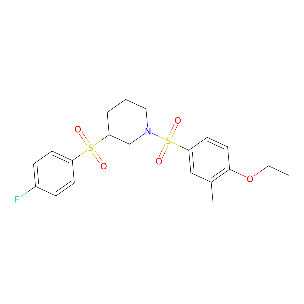 1-((4-Ethoxy-3-methylphenyl)sulfonyl)-3-((4-fluorophenyl)sulfonyl)piperidine molecular structure, CAS 1797262-67-9