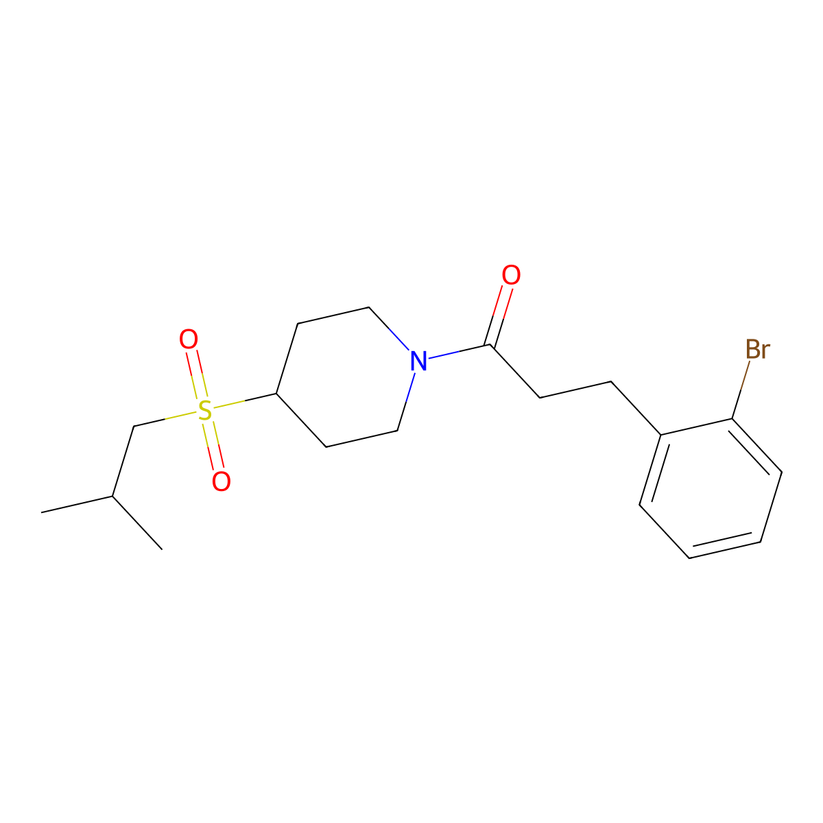 3-(2-Bromophenyl)-1-(4-(isobutylsulfonyl)piperidin-1-yl)propan-1-one molecular structure, CAS 1797262-89-5