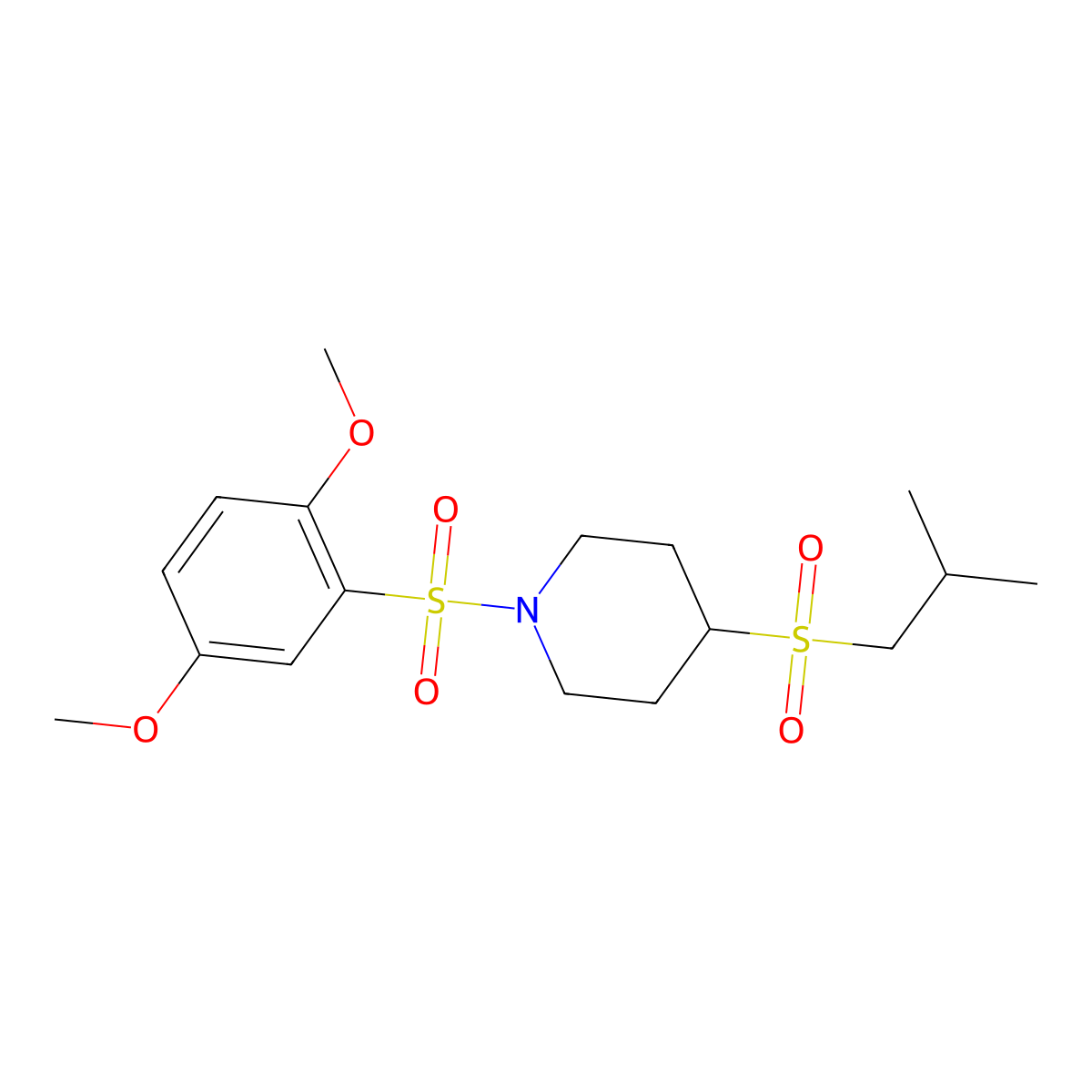 1-((2,5-Dimethoxyphenyl)sulfonyl)-4-(isobutylsulfonyl)piperidine molecular structure, CAS 1797263-03-6