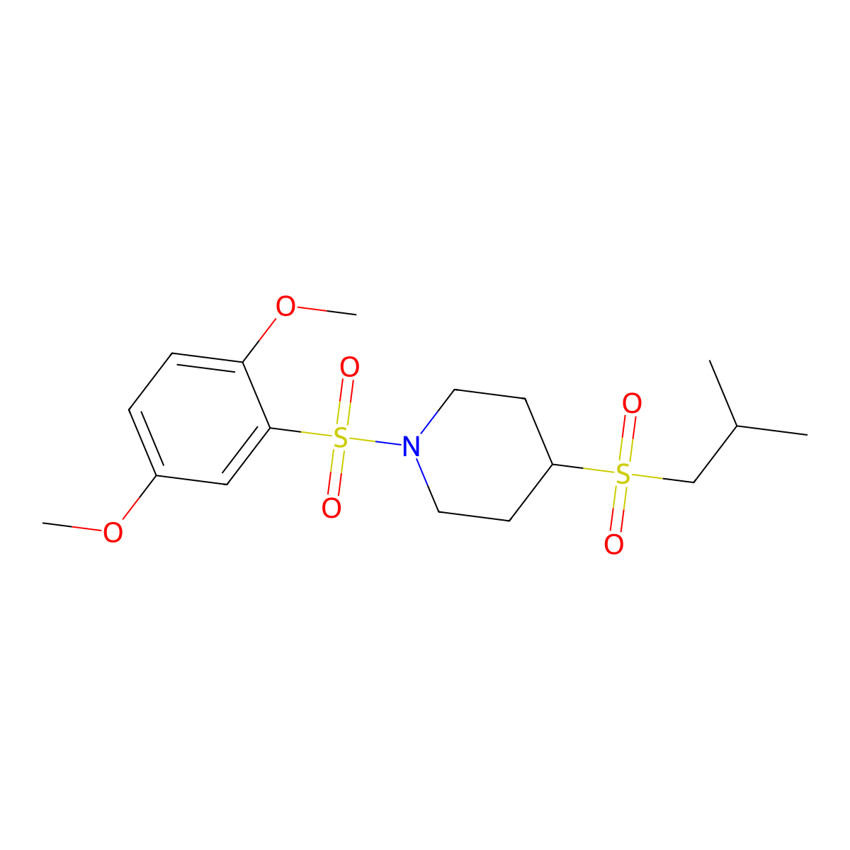 1-((2,5-Dimethoxyphenyl)sulfonyl)-4-(isobutylsulfonyl)piperidine molecular structure, CAS 1797263-03-6