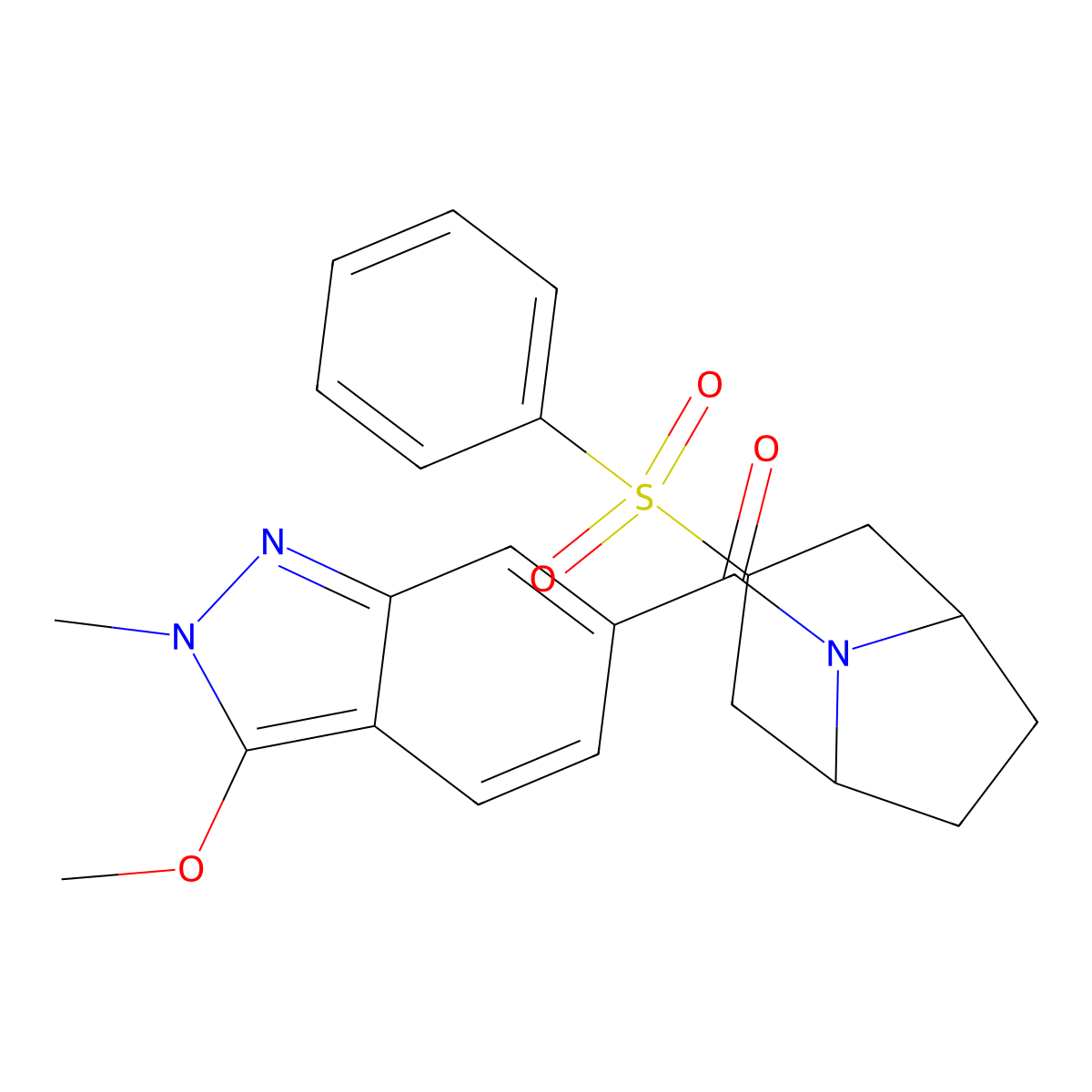 (3-methoxy-2-methyl-2H-indazol-6-yl)((1R,5S)-3-(phenylsulfonyl)-8-azabicyclo[3.2.1]octan-8-yl)methanone molecular structure, CAS 1797263-18-3