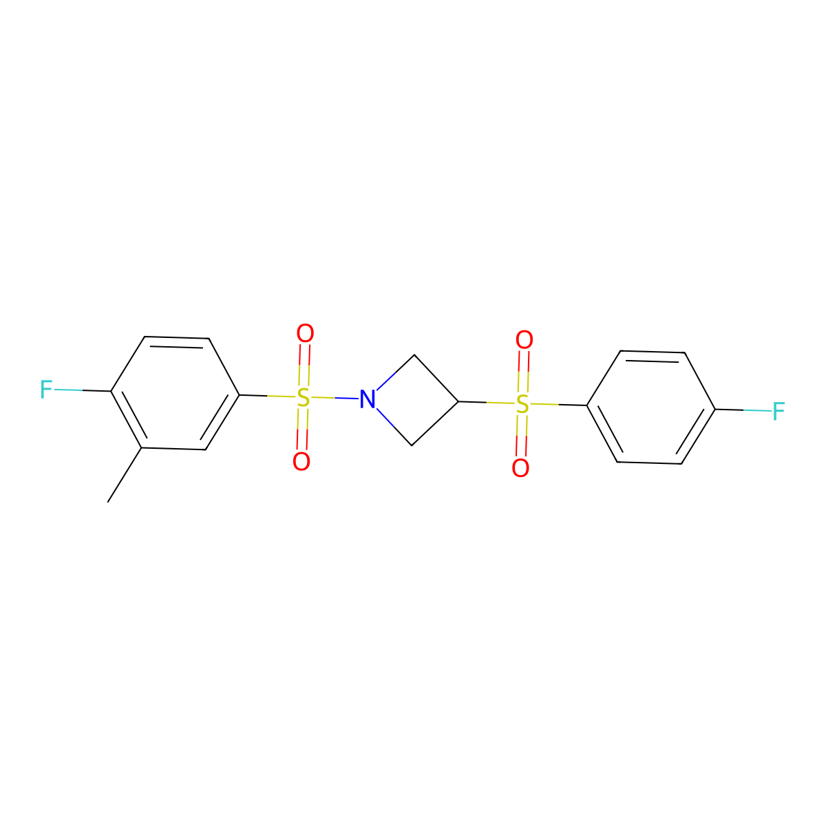 1-((4-Fluoro-3-methylphenyl)sulfonyl)-3-((4-fluorophenyl)sulfonyl)azetidine molecular structure, CAS 1797263-58-1