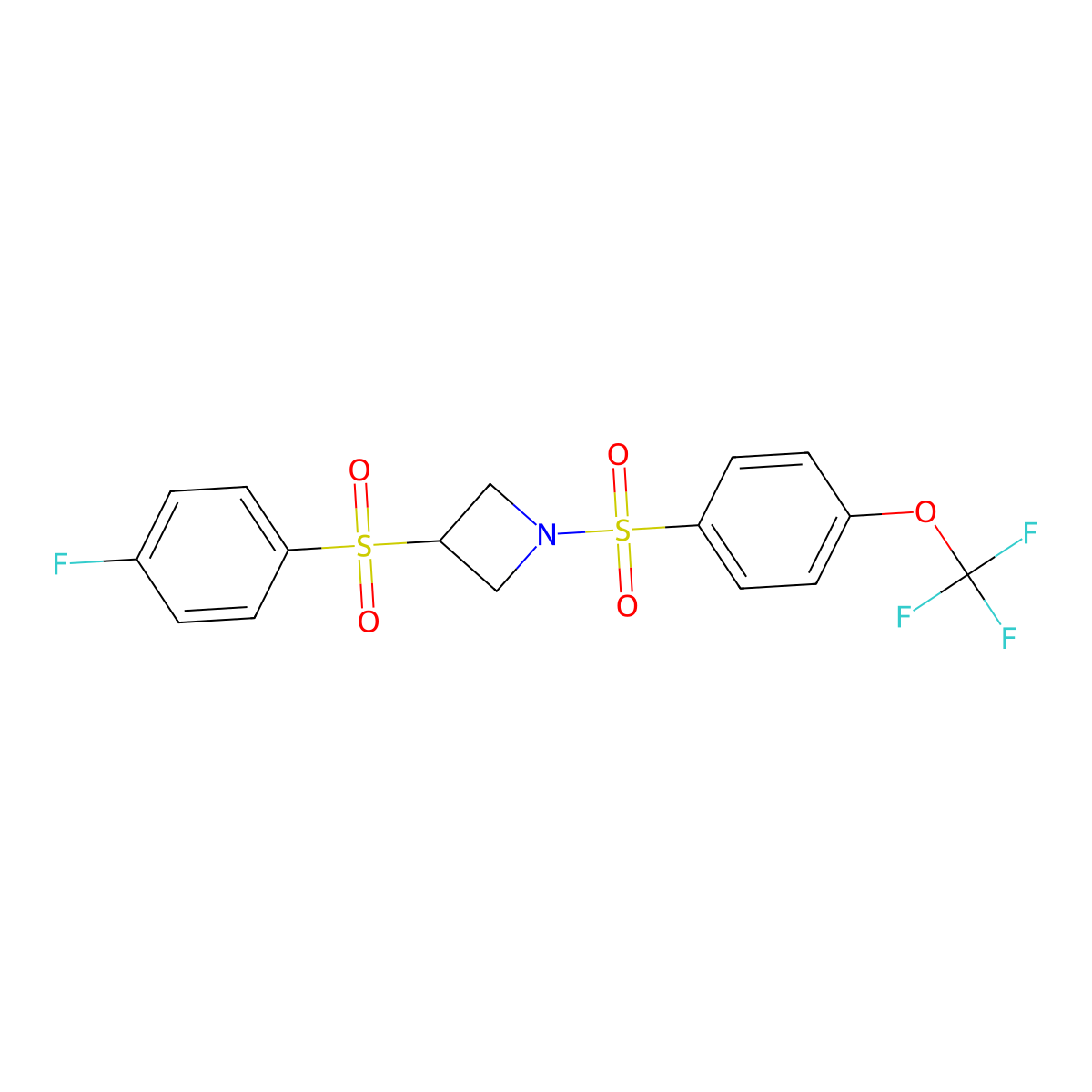 3-((4-Fluorophenyl)sulfonyl)-1-((4-(trifluoromethoxy)phenyl)sulfonyl)azetidine molecular structure, CAS 1797263-92-3