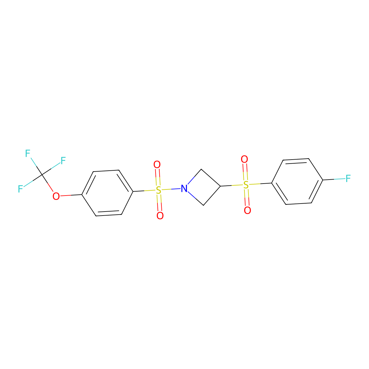 3-((4-Fluorophenyl)sulfonyl)-1-((4-(trifluoromethoxy)phenyl)sulfonyl)azetidine molecular structure, CAS 1797263-92-3