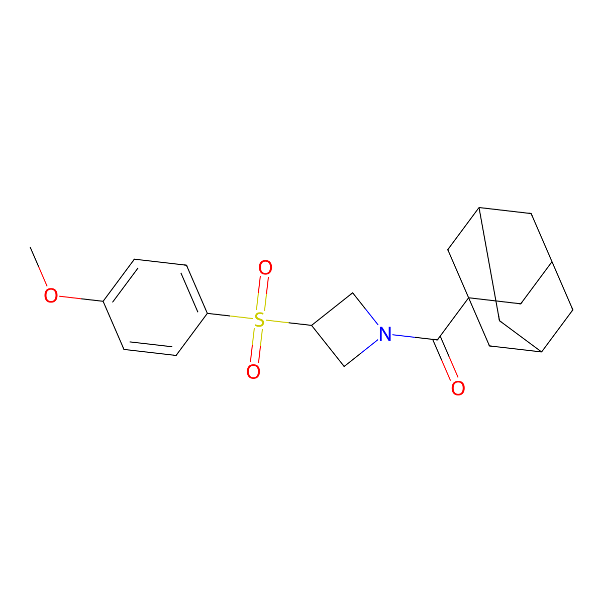 1-(Adamantane-1-carbonyl)-3-(4-methoxybenzenesulfonyl)azetidine molecular structure, CAS 1797264-08-4